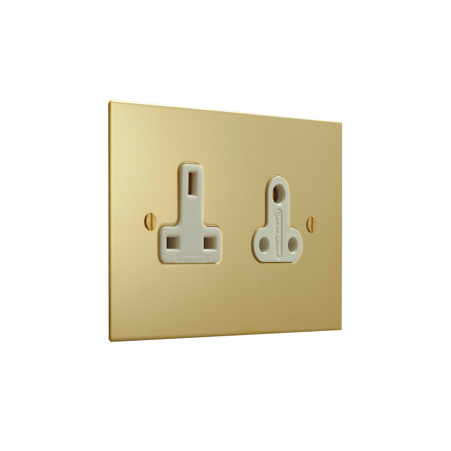 Display product Unlacquered Brass double 13amp and 5amp socket from manufacturer Forbes & Lomax