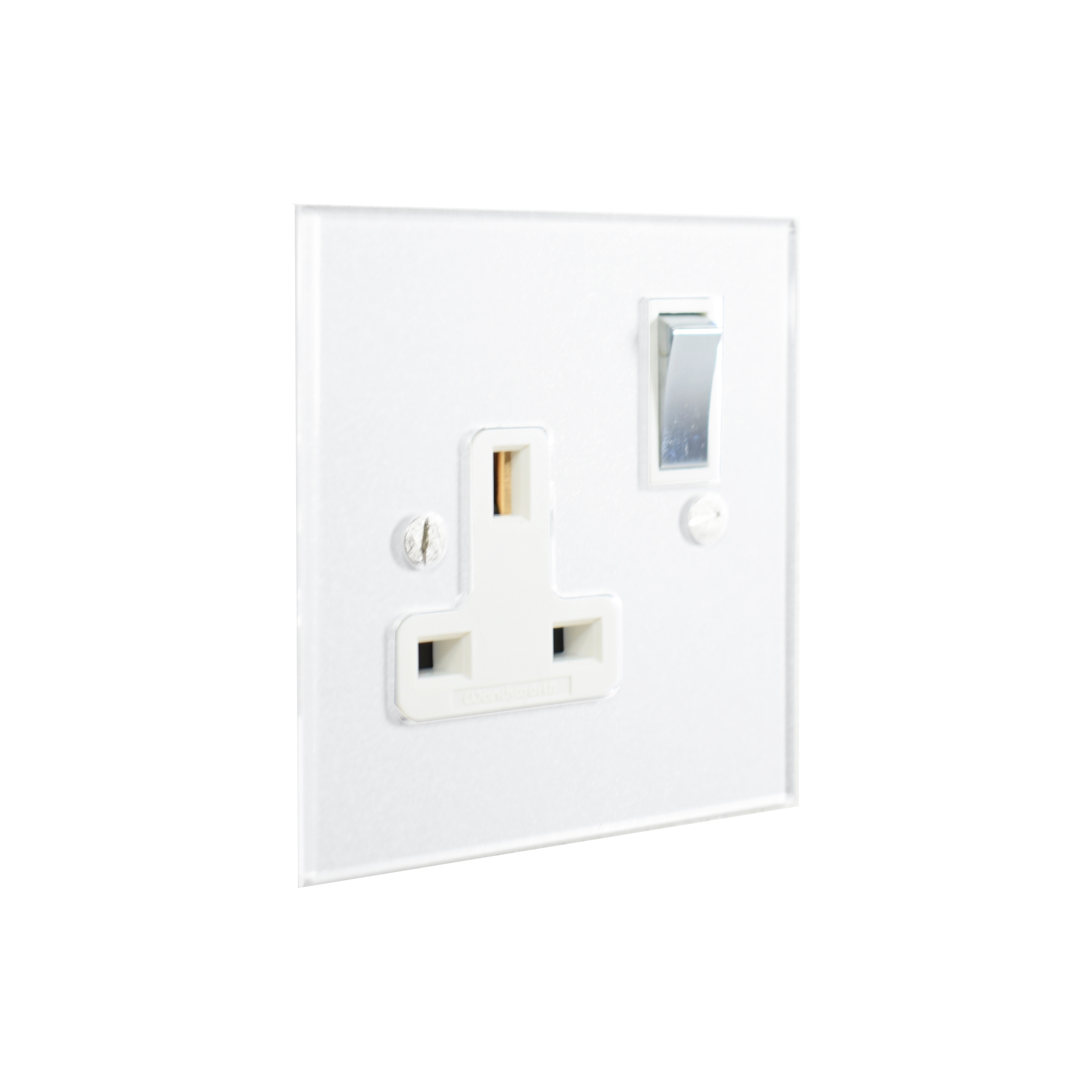Display product Invisible single 13amp socket with Unlacquered Brass switch from manufacturer Forbes & Lomax