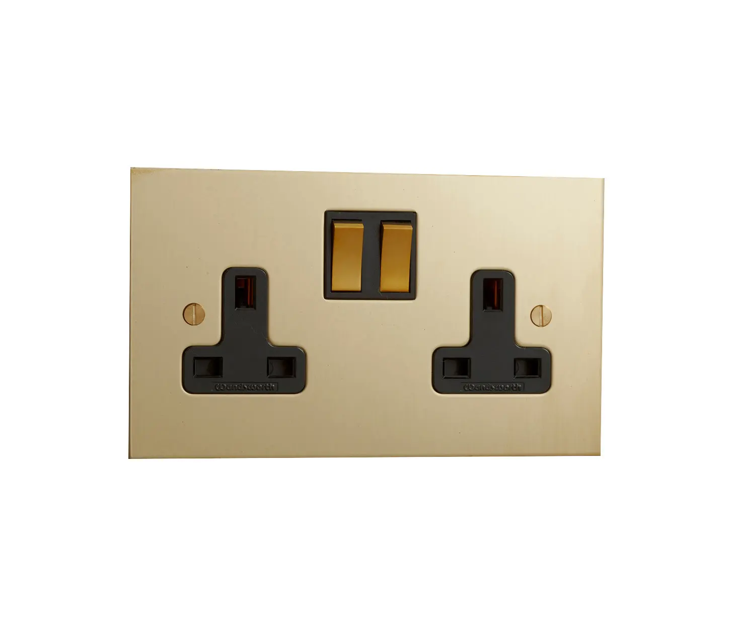 Forbes & Lomax - Unlacquered Brass double 13amp socket with black insert