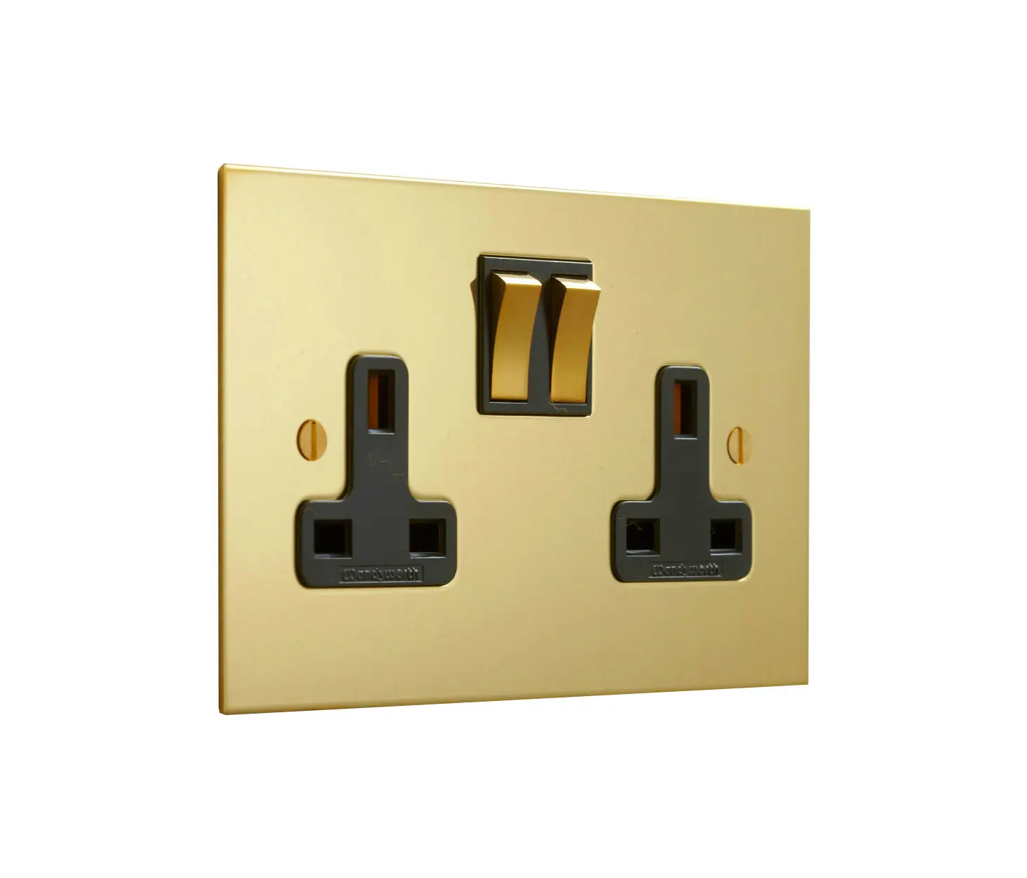 Forbes & Lomax - Unlacquered Brass double 13amp socket with black insert