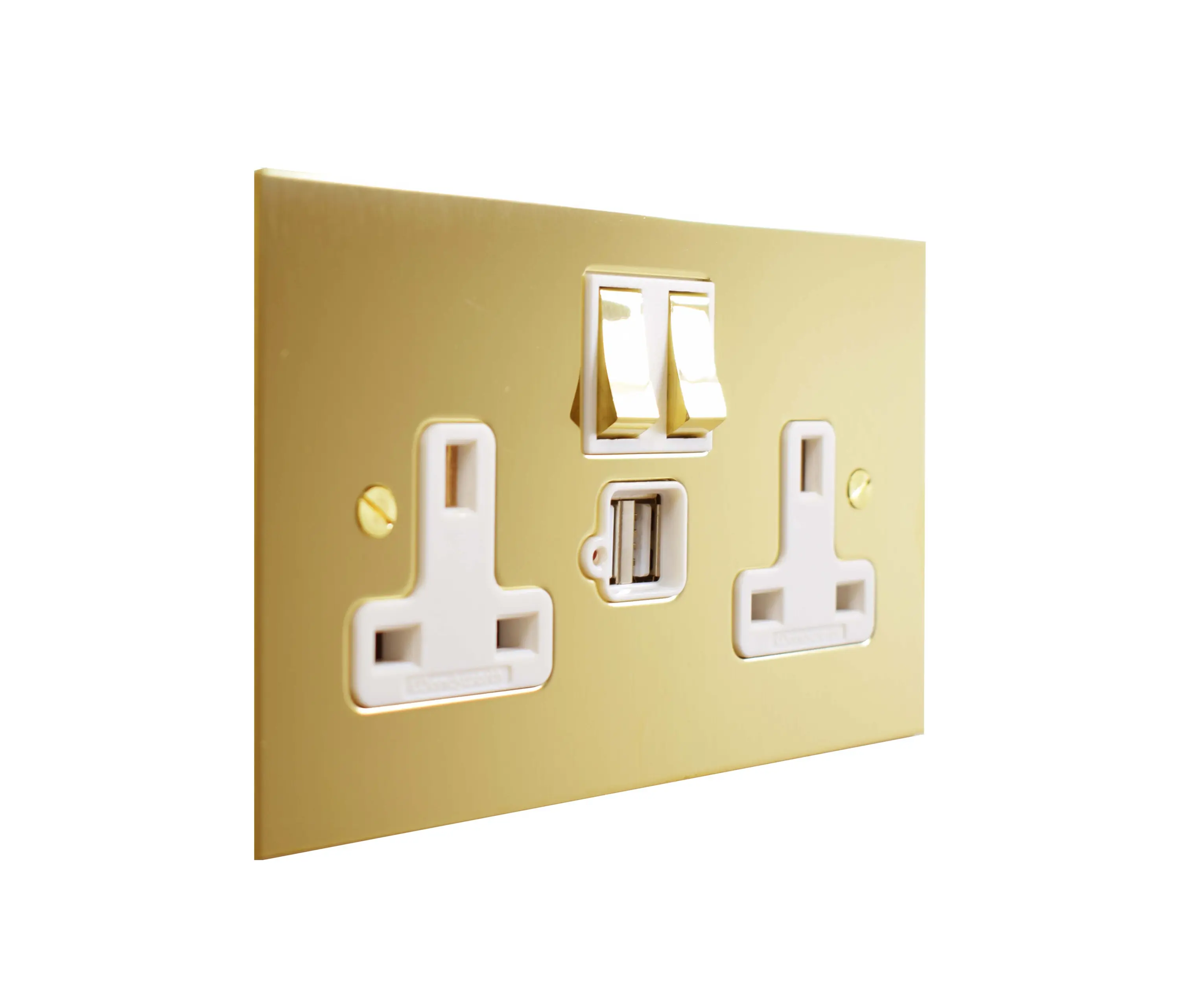 Forbes & Lomax - Unlacquered Brass double 13amp socket with USB