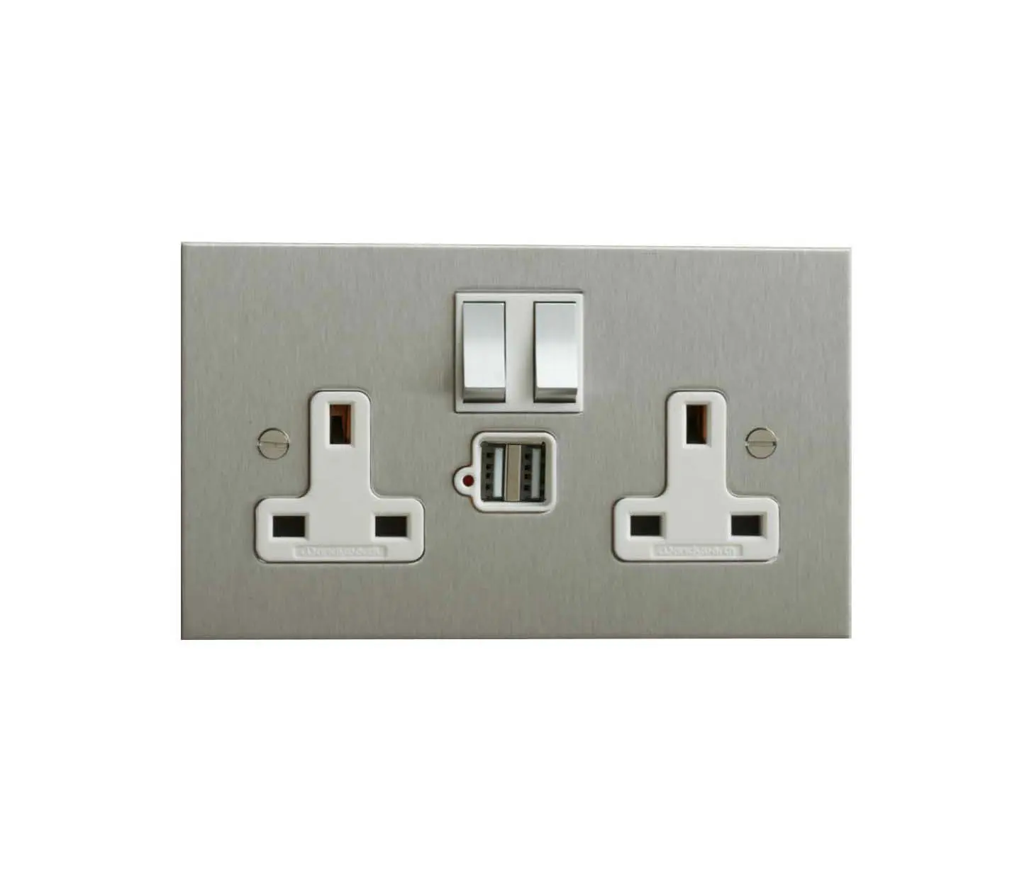 Forbes & Lomax - Stainless Steel double 13amp socket with USB