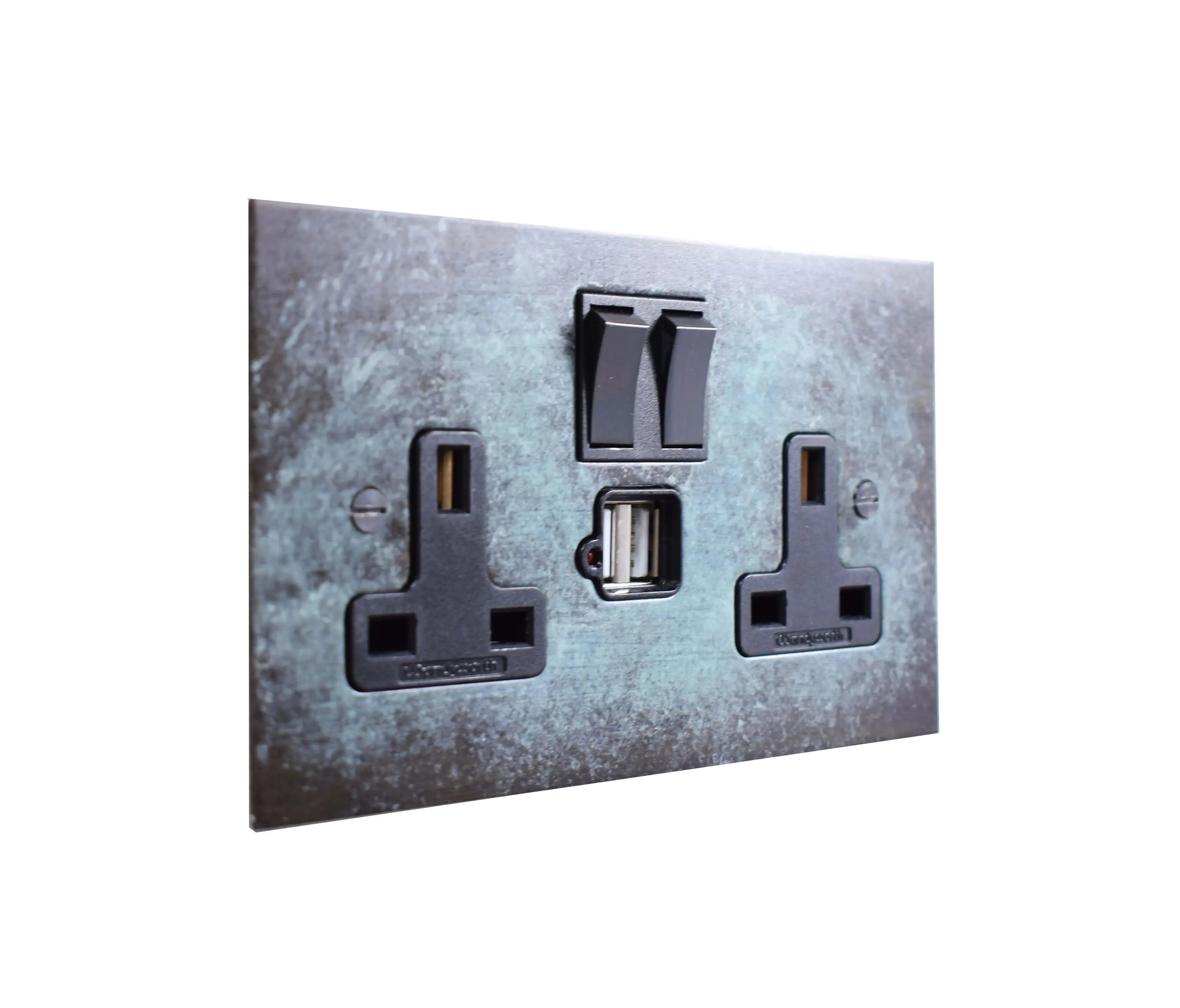 Forbes & Lomax - Verdigris double 13amp socket with USB