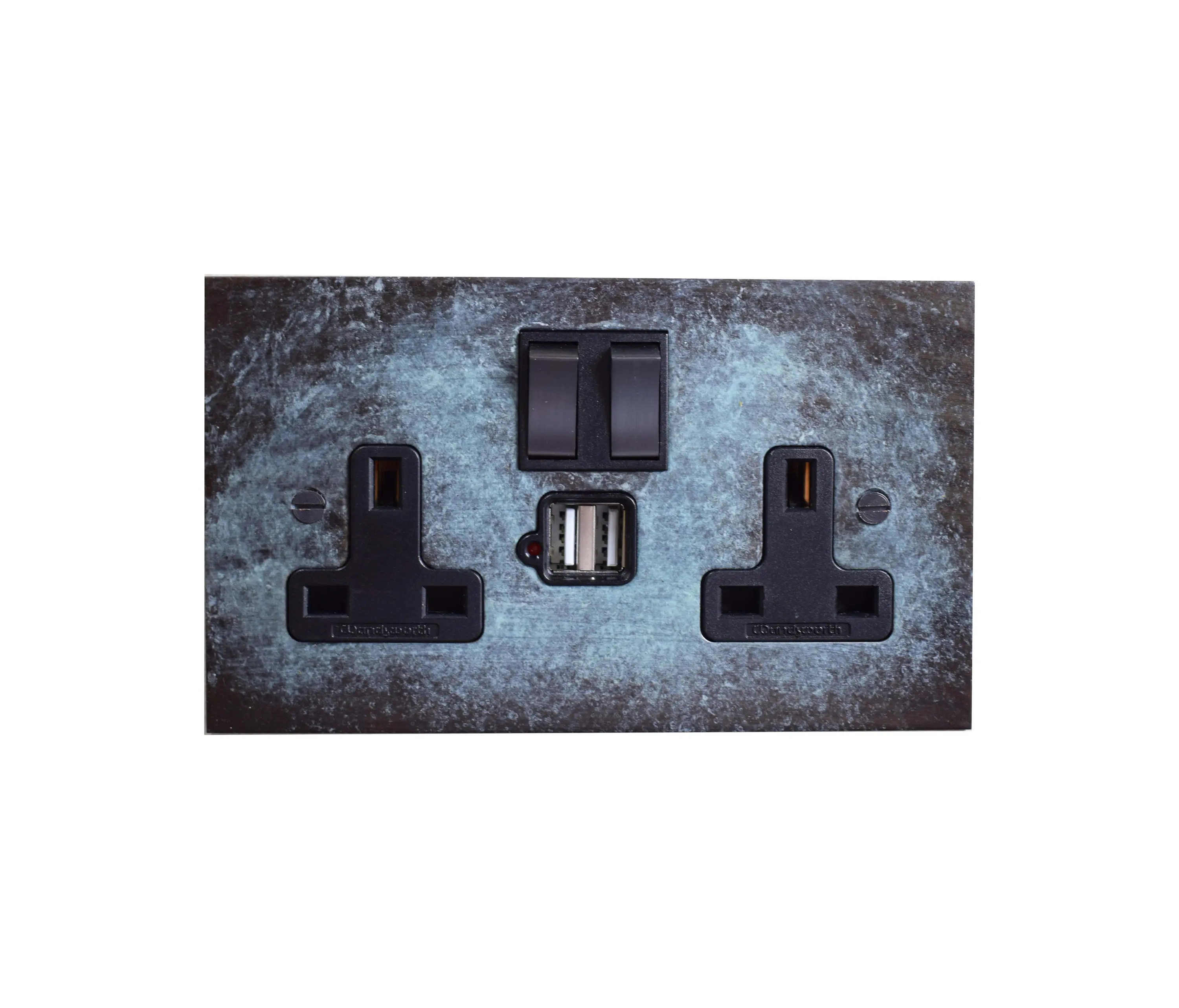 Forbes & Lomax - Verdigris double 13amp socket with USB