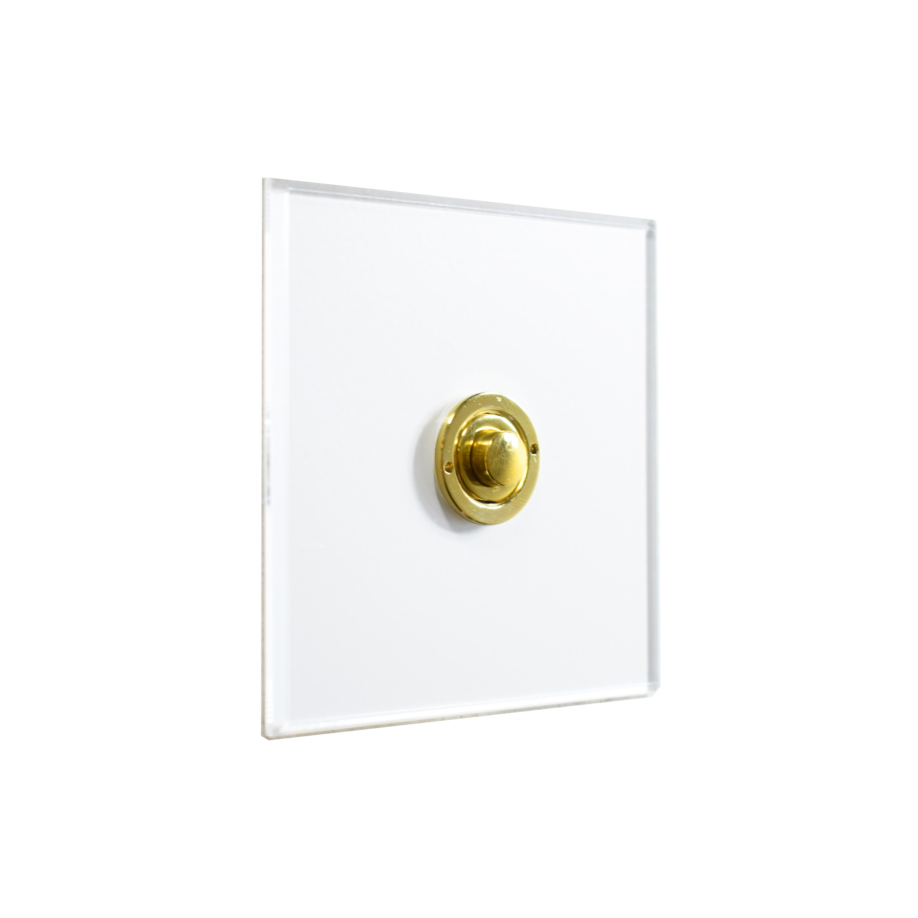 Display product Invisible Lightswitch® with Unlacquered Brass button dimmer from manufacturer Forbes & Lomax