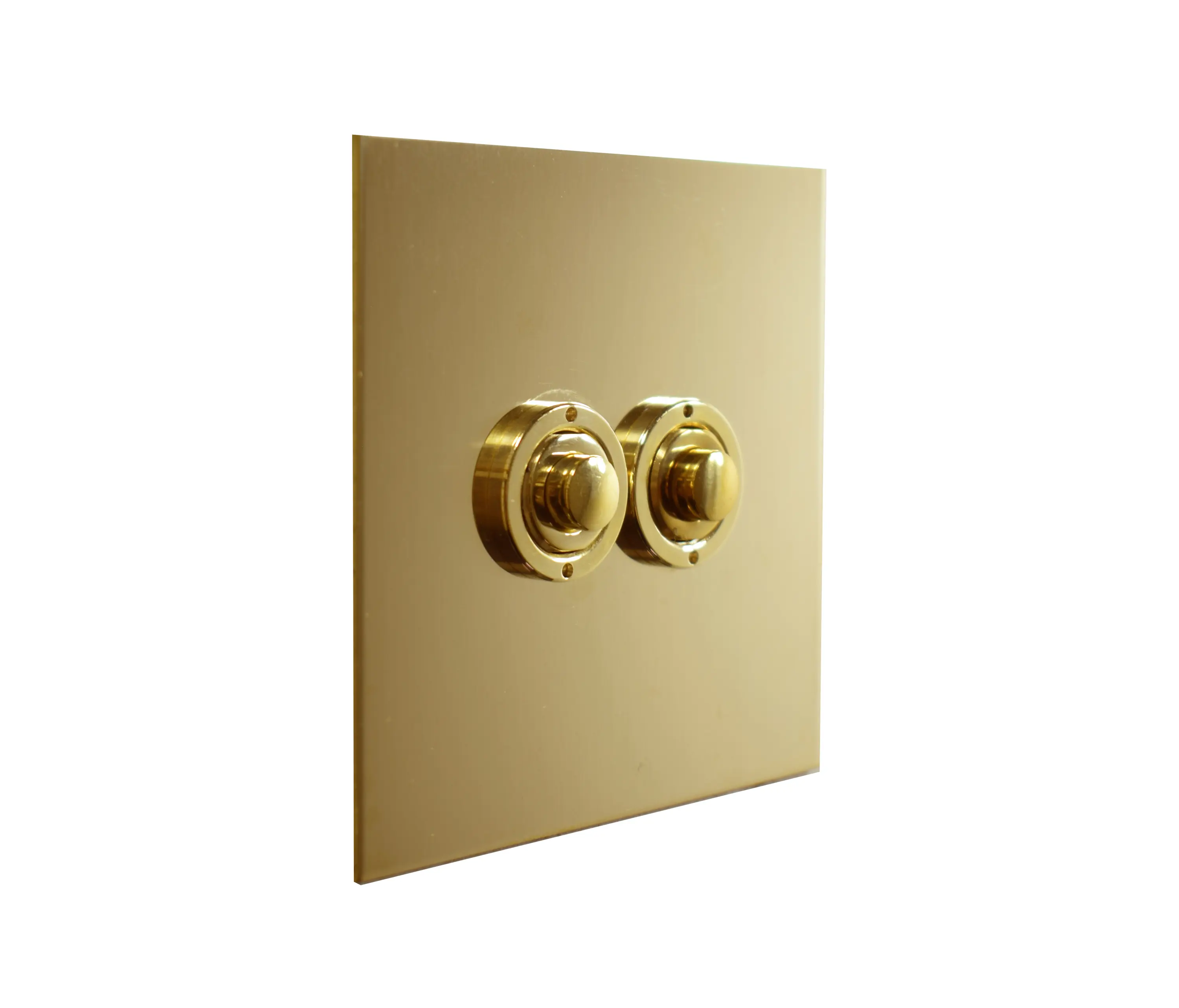 Forbes & Lomax - Unlacquered Brass two gang button dimmer