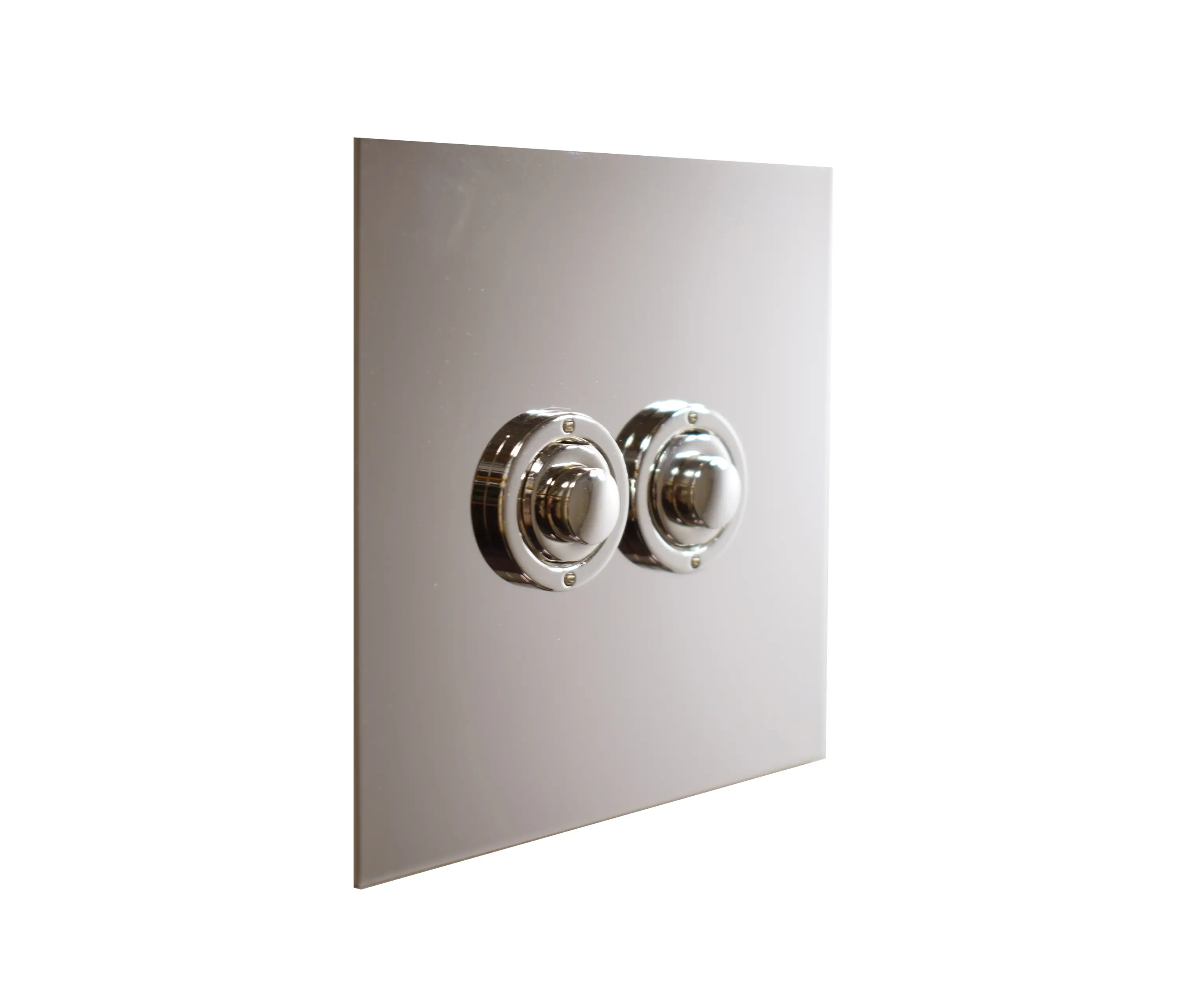Forbes & Lomax - Nickel Silver two gang button dimmer