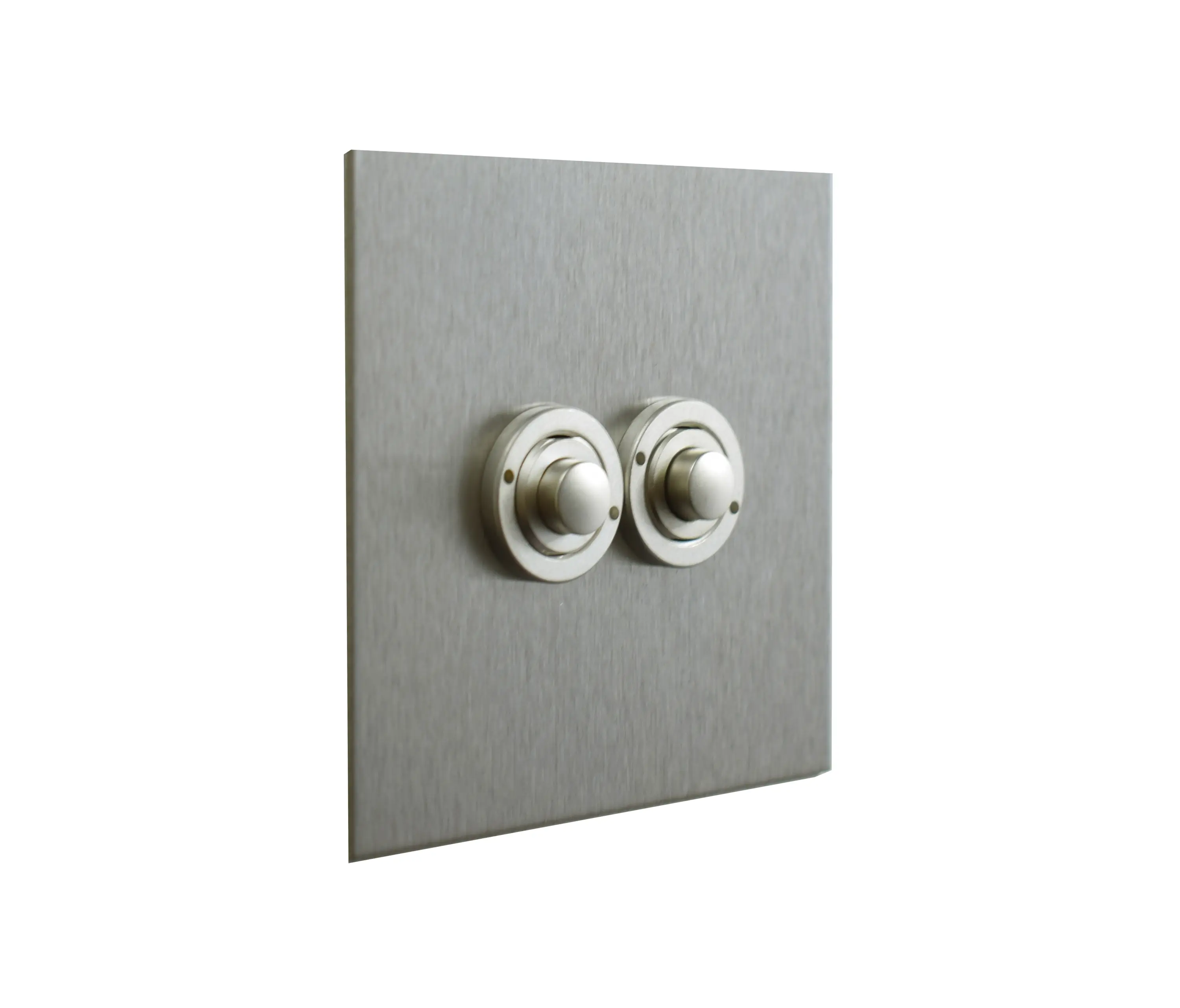 Forbes & Lomax - Stainless Steel two gang button dimmer