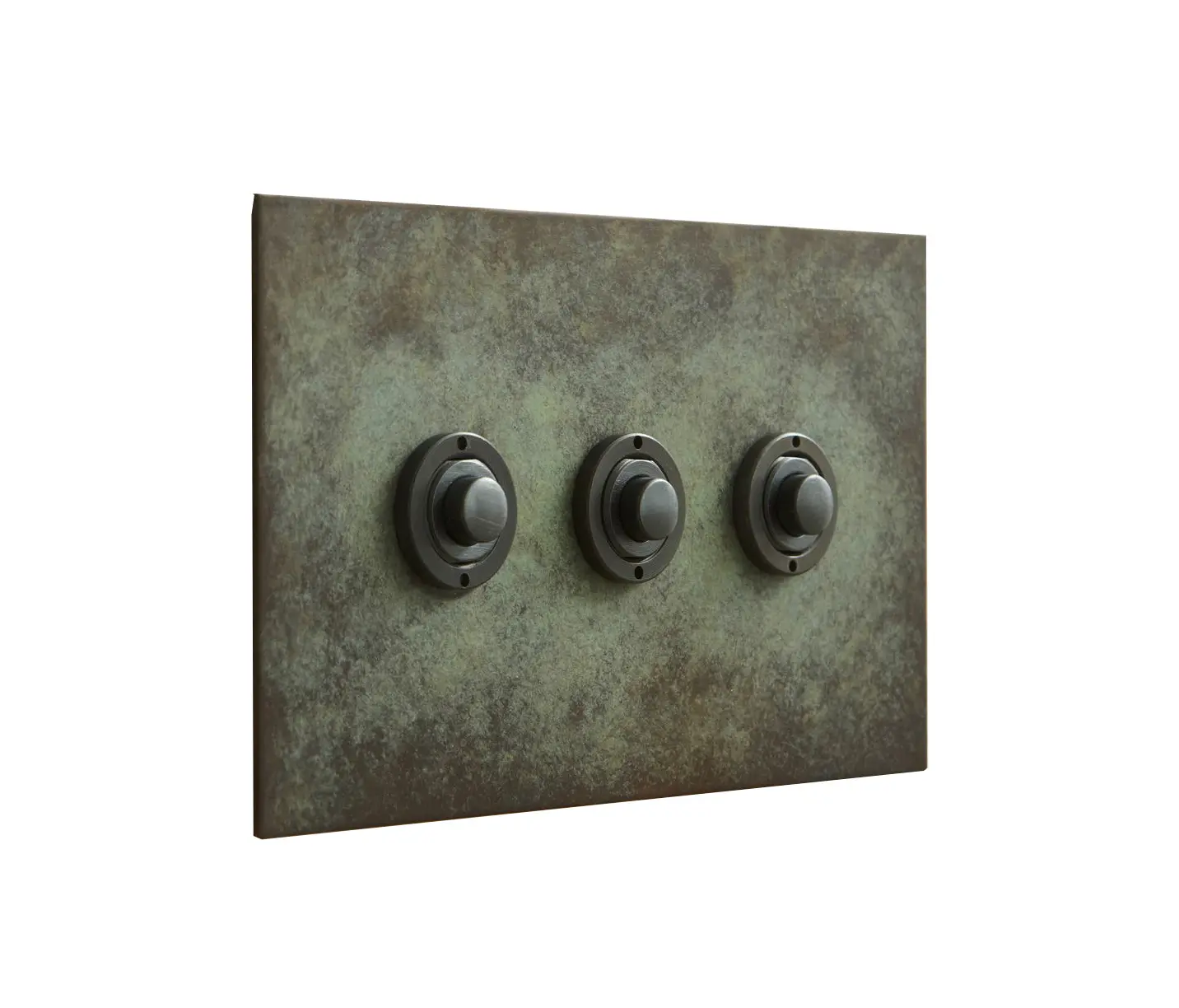 Forbes & Lomax - Verdgris three gang button dimmer