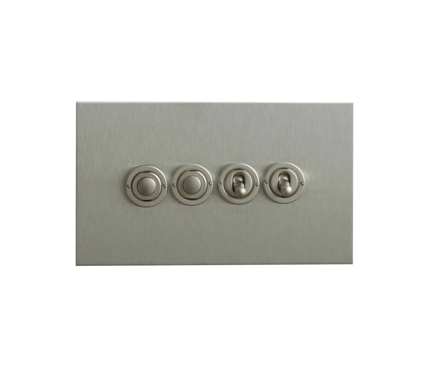 Forbes & Lomax - Stainless Steel four gang dolly and button dimmer