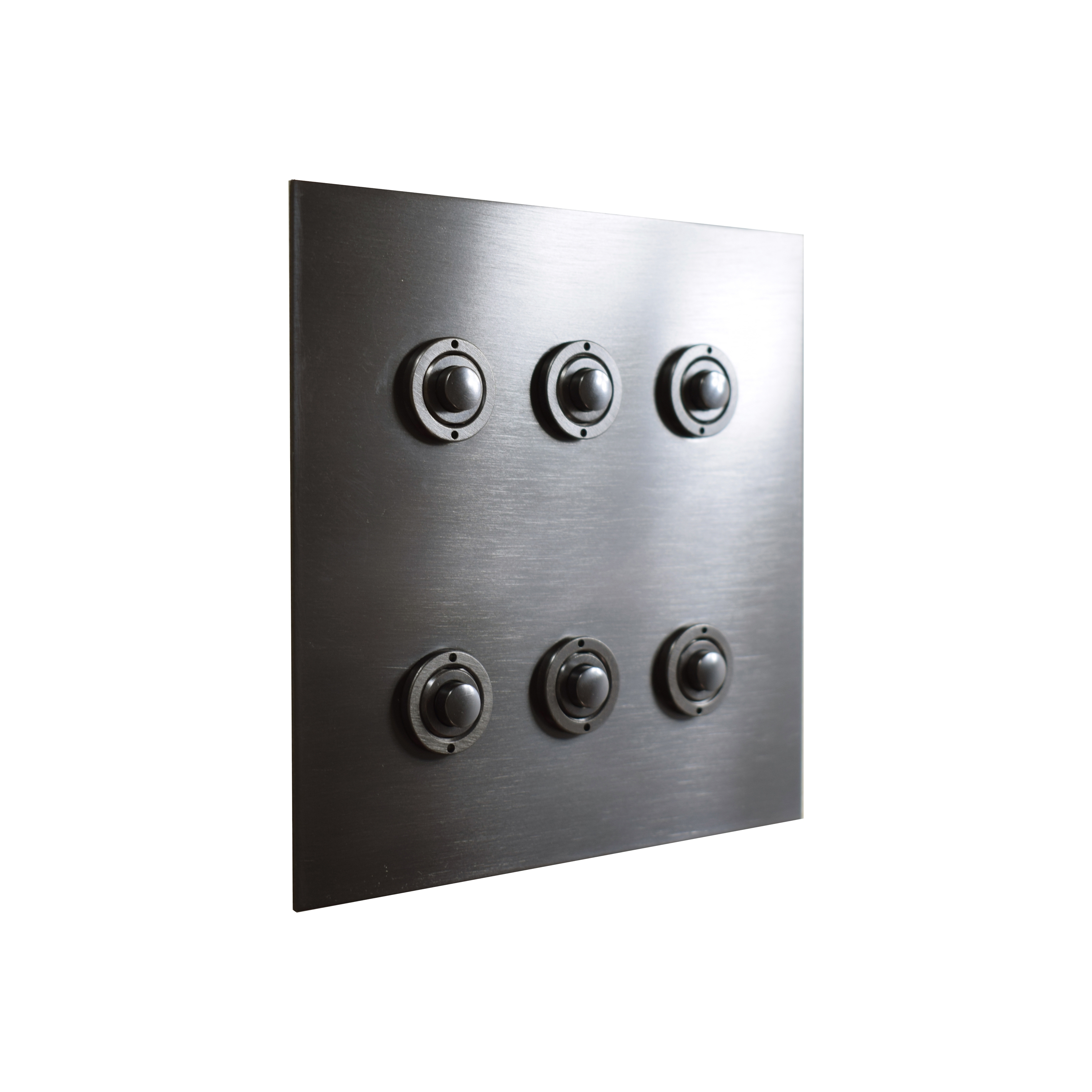 Display product Six gang Antique Bronze button dimmer from manufacturer Forbes & Lomax