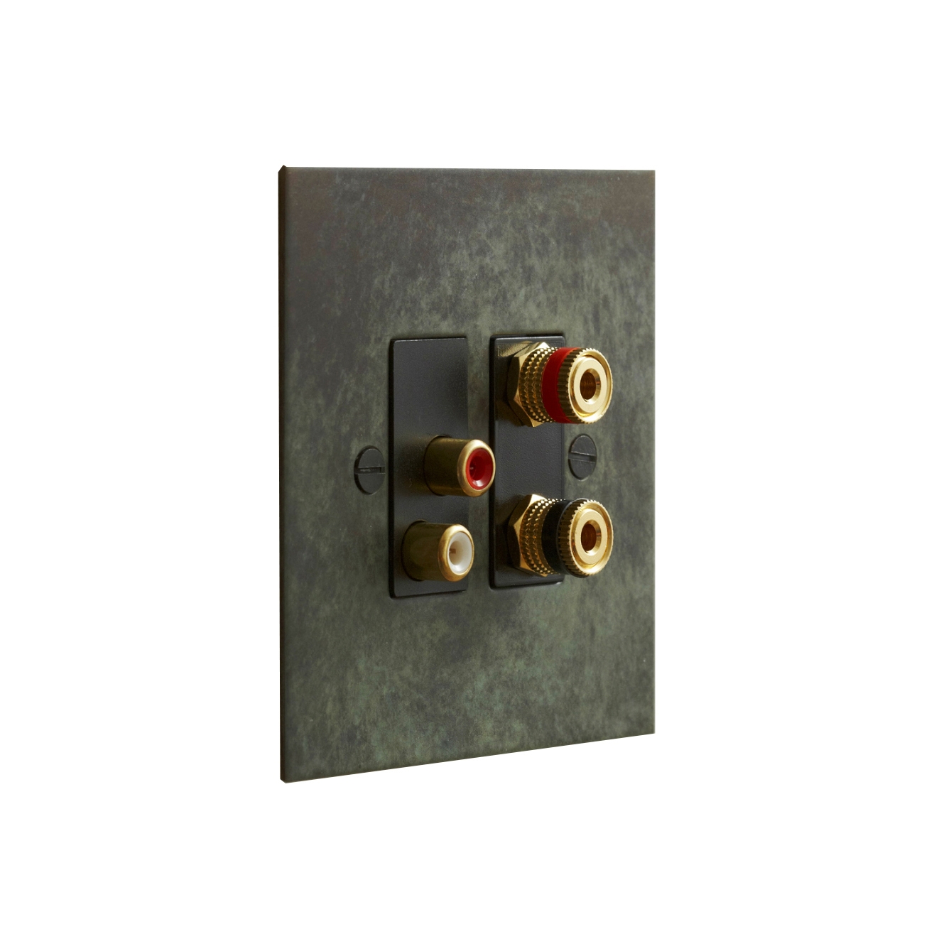 Display product Verdigris speaker and phono socket from manufacturer Forbes & Lomax