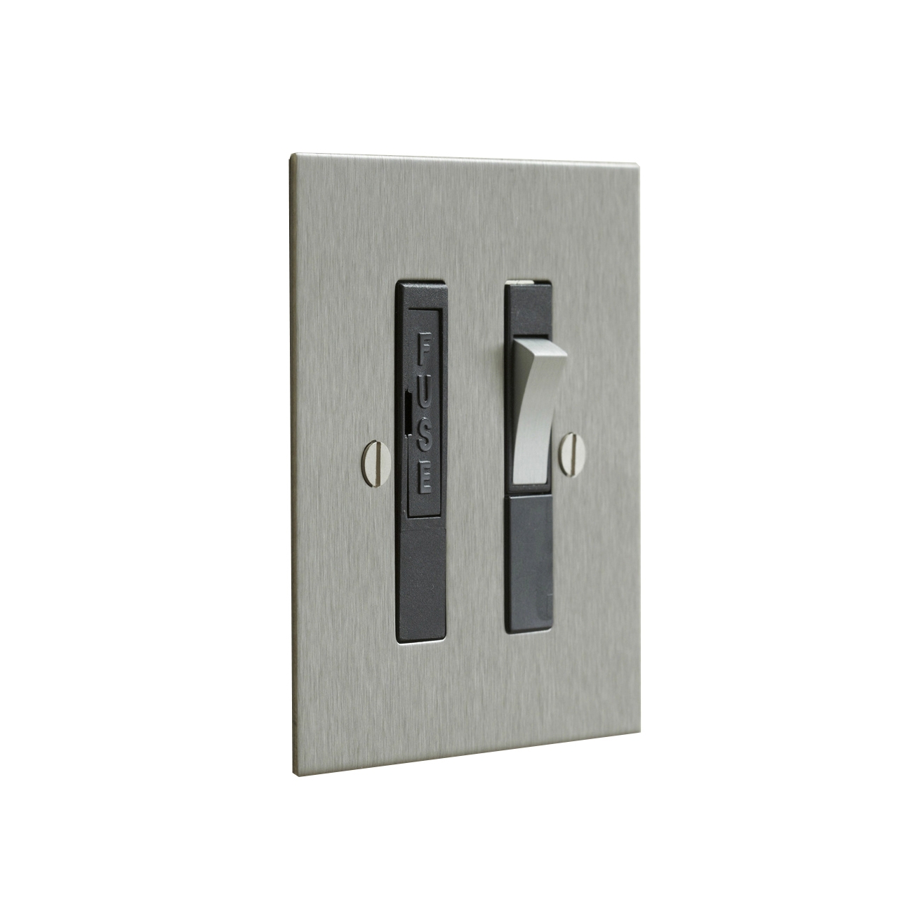 Display product Stainless Steel switched fused spur with black insert from manufacturer Forbes & Lomax