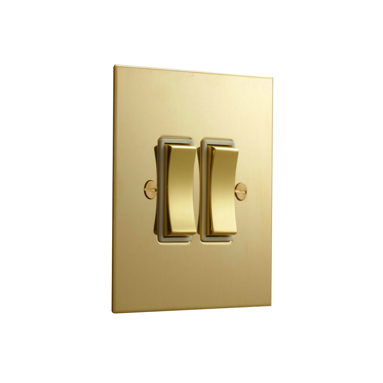 Afficher le produit Unlacquered Brass two gang rocker switch du fabricant Forbes & Lomax