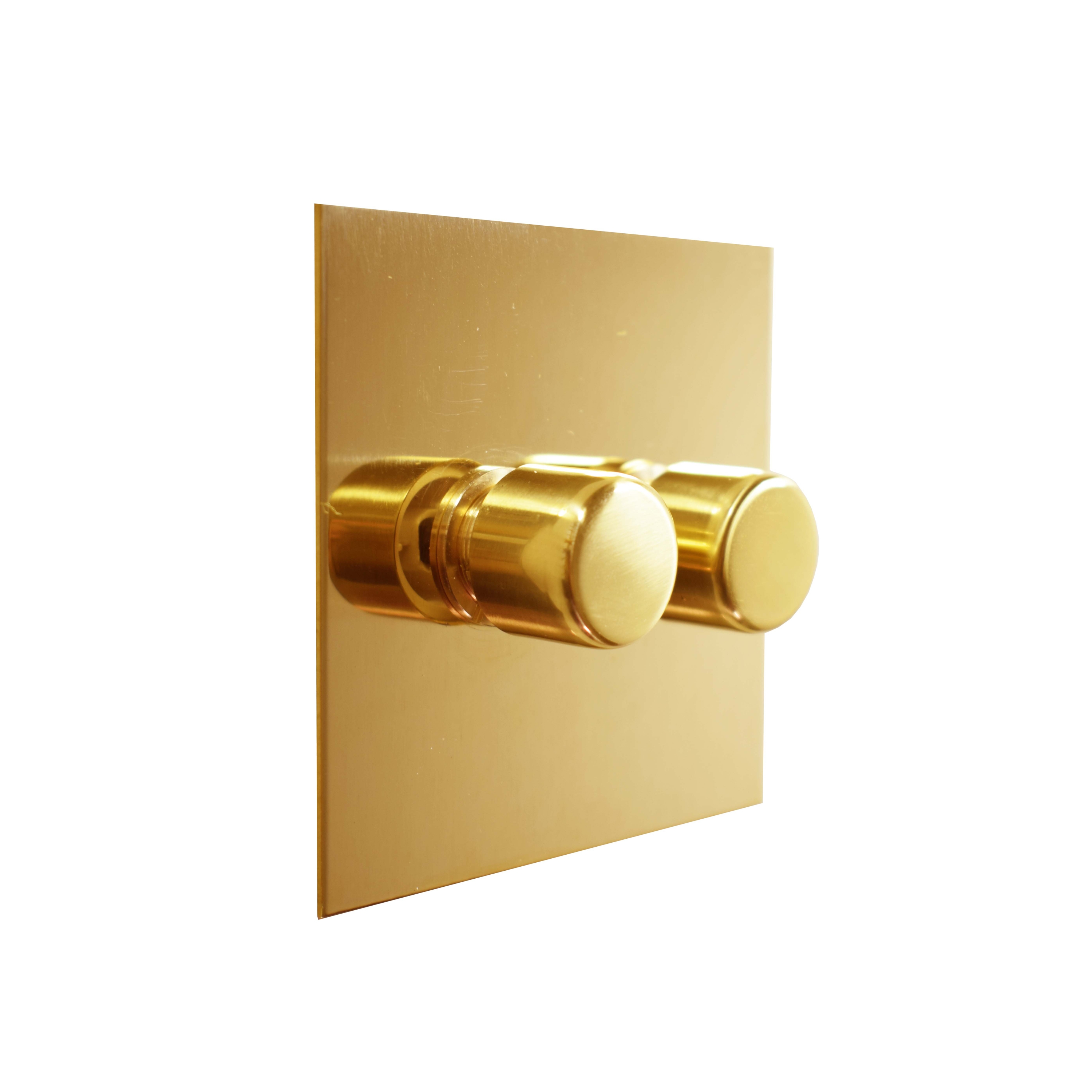Mostrar el producto Unlacquered Brass two gang rotary dimmer del fabricante Forbes & Lomax