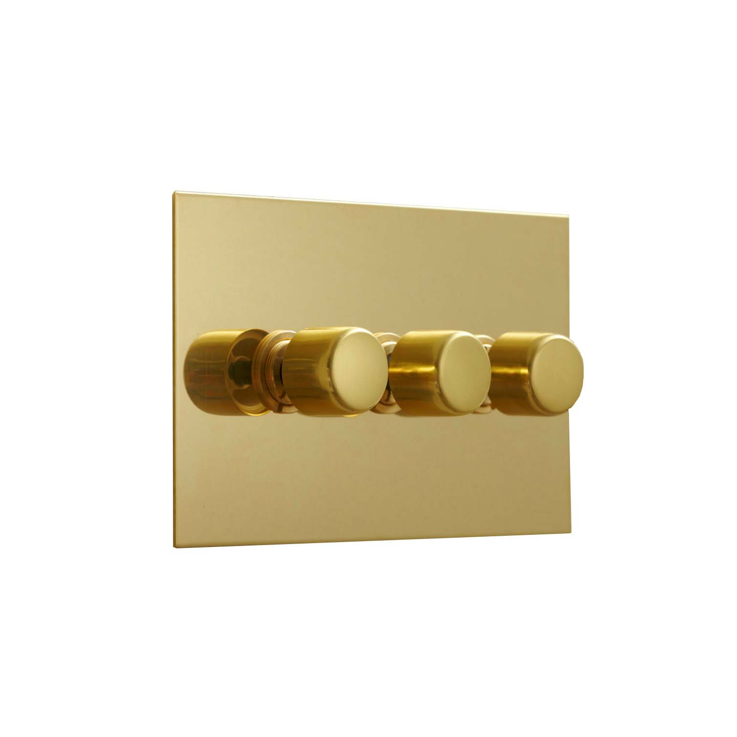Mostrar el producto Unlacquered Brass three gang rotary dimmer del fabricante Forbes & Lomax