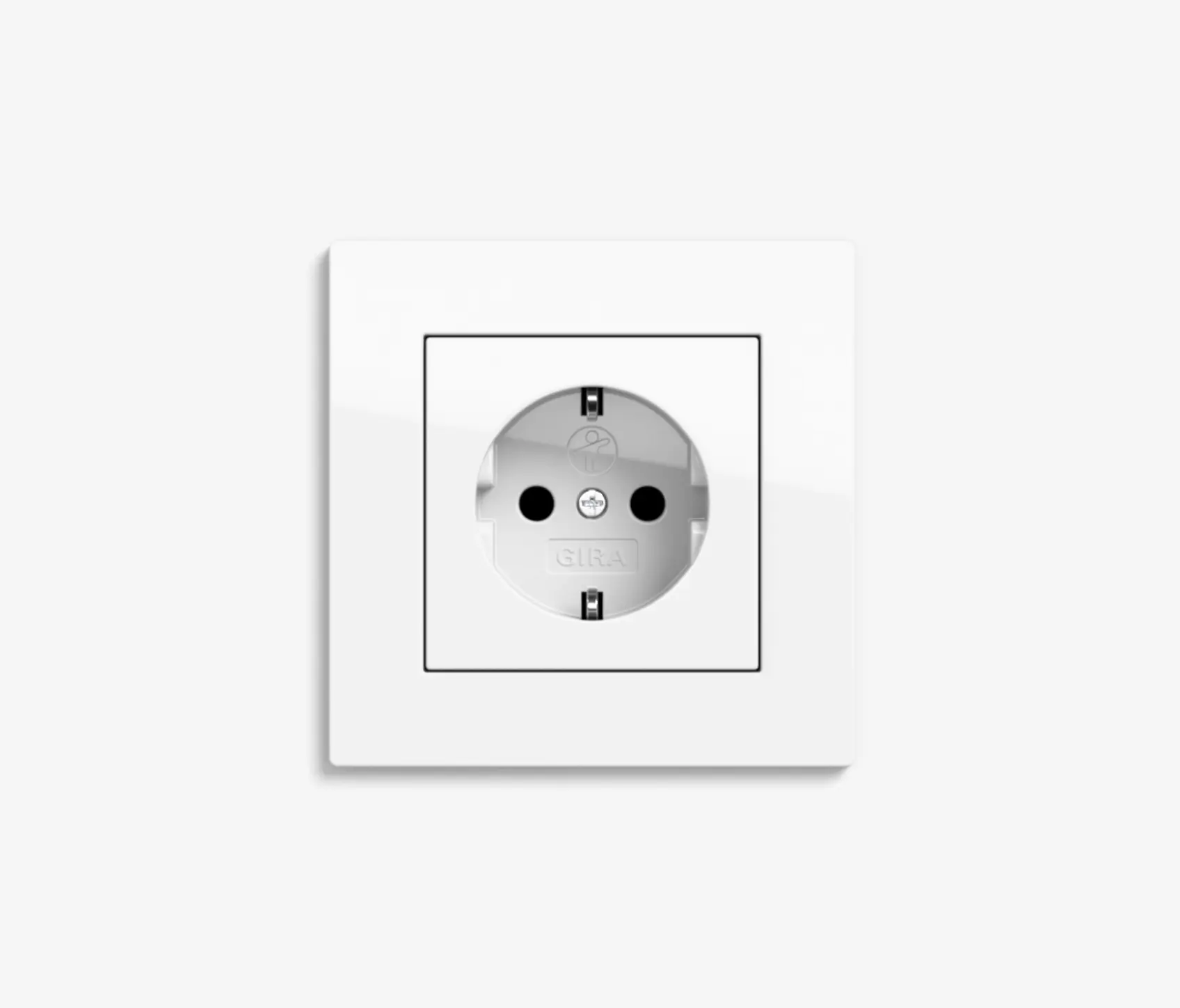 Gira - E2 flacher Einbau | Steckdose Reinweiß glänzend