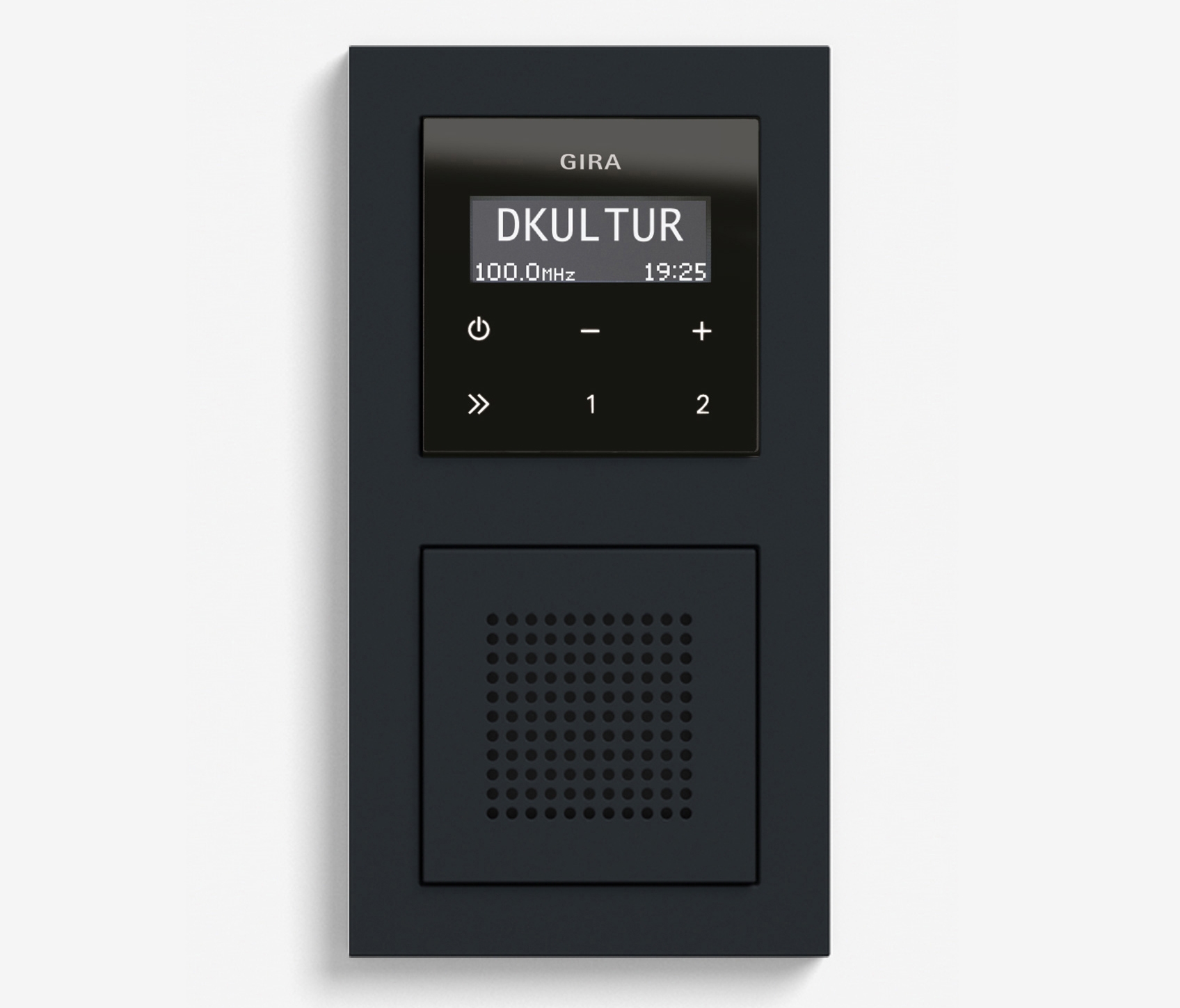 Display product Entertainment | RDS flush-mounted radio with a speaker | Black glass appearance (including E2) from manufacturer Gira