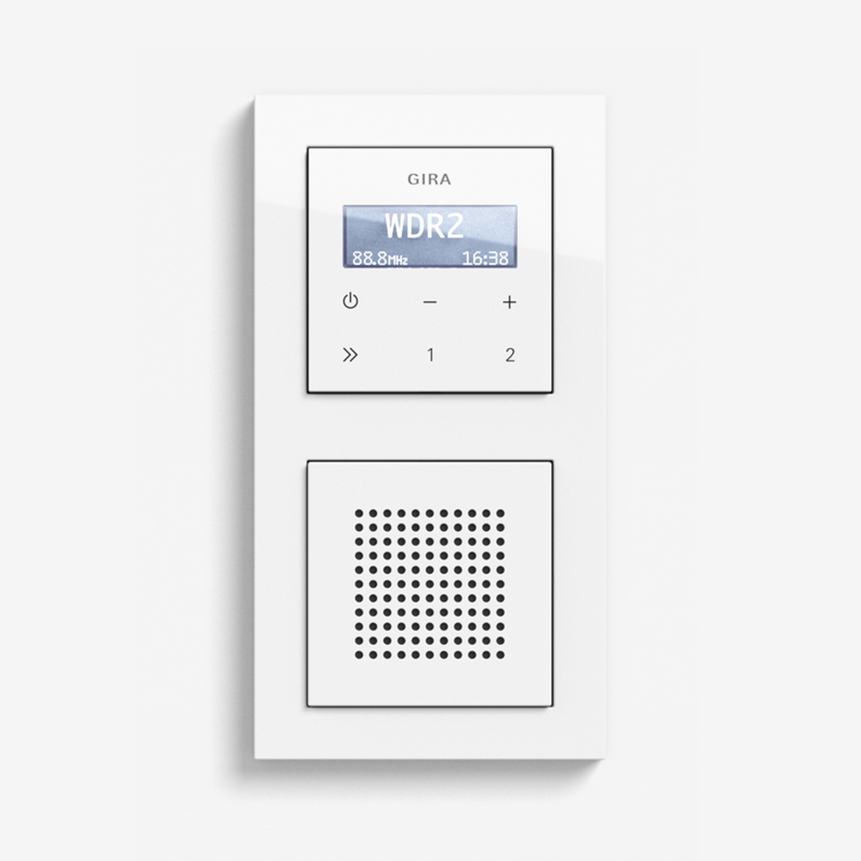 Display product Entertainment | RDS flush-mounted radio with a speaker | Pure white glossy (including E2) from manufacturer Gira