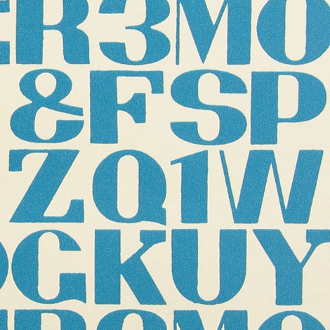 Display product Alphabet  004 Turquoise On White from manufacturer Maharam