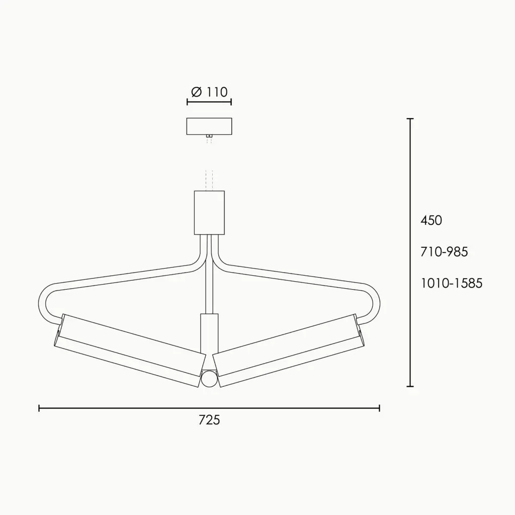RUBN - Angel 3 300 Chandelier - Wide - Black (Height 710-985mm)