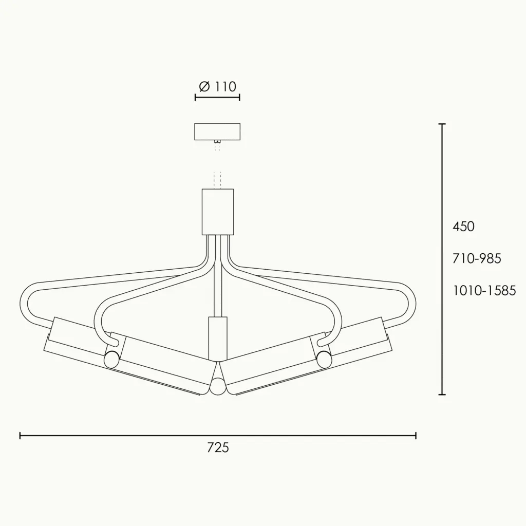 RUBN  - Angel 5 300 Chandelier - Wide - Black (Height 1010-1585mm)