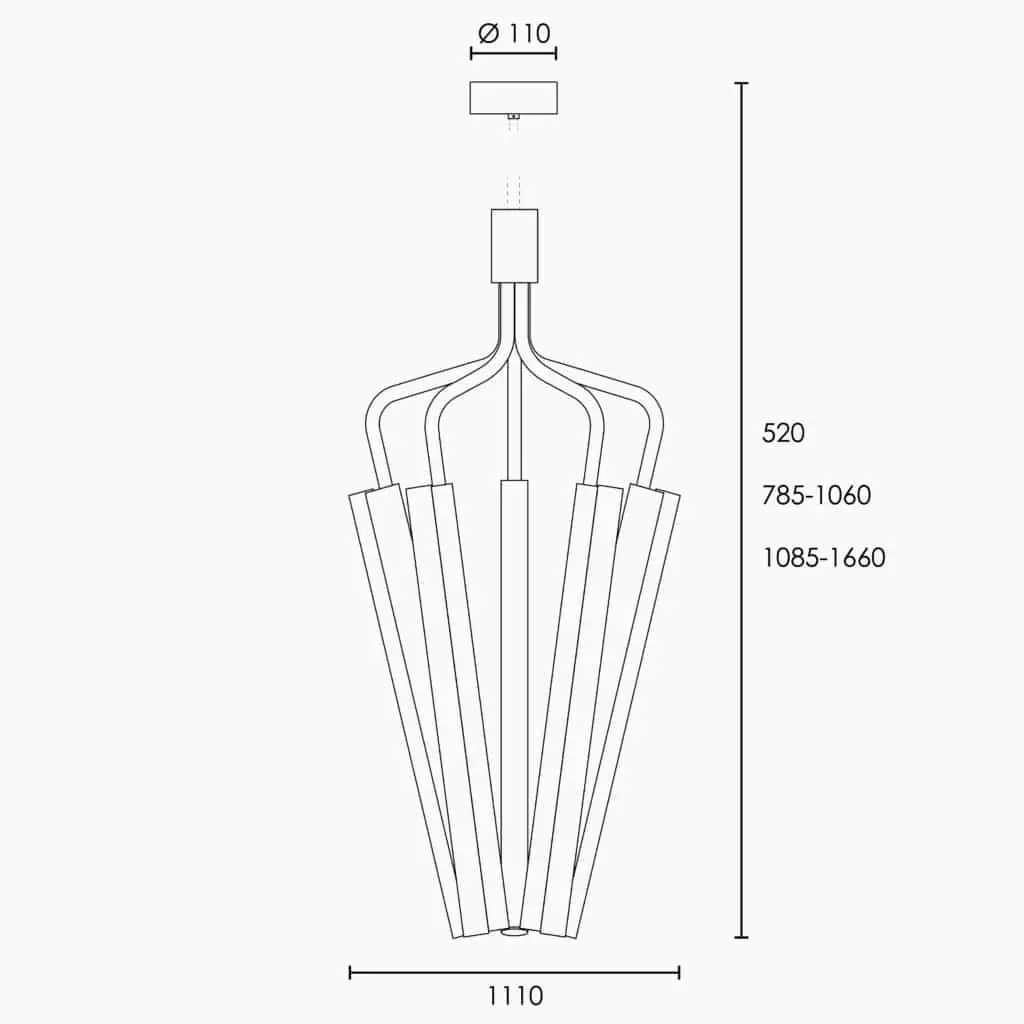 RUBN - Angel 5 500 Chandelier - Black (Height 1145-1420mm)