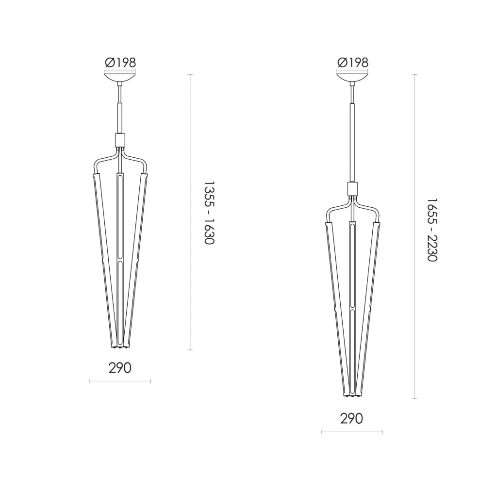 RUBN  - Bloomsbury 5 Chandelier – Wide - Brass (Height 990-1565)