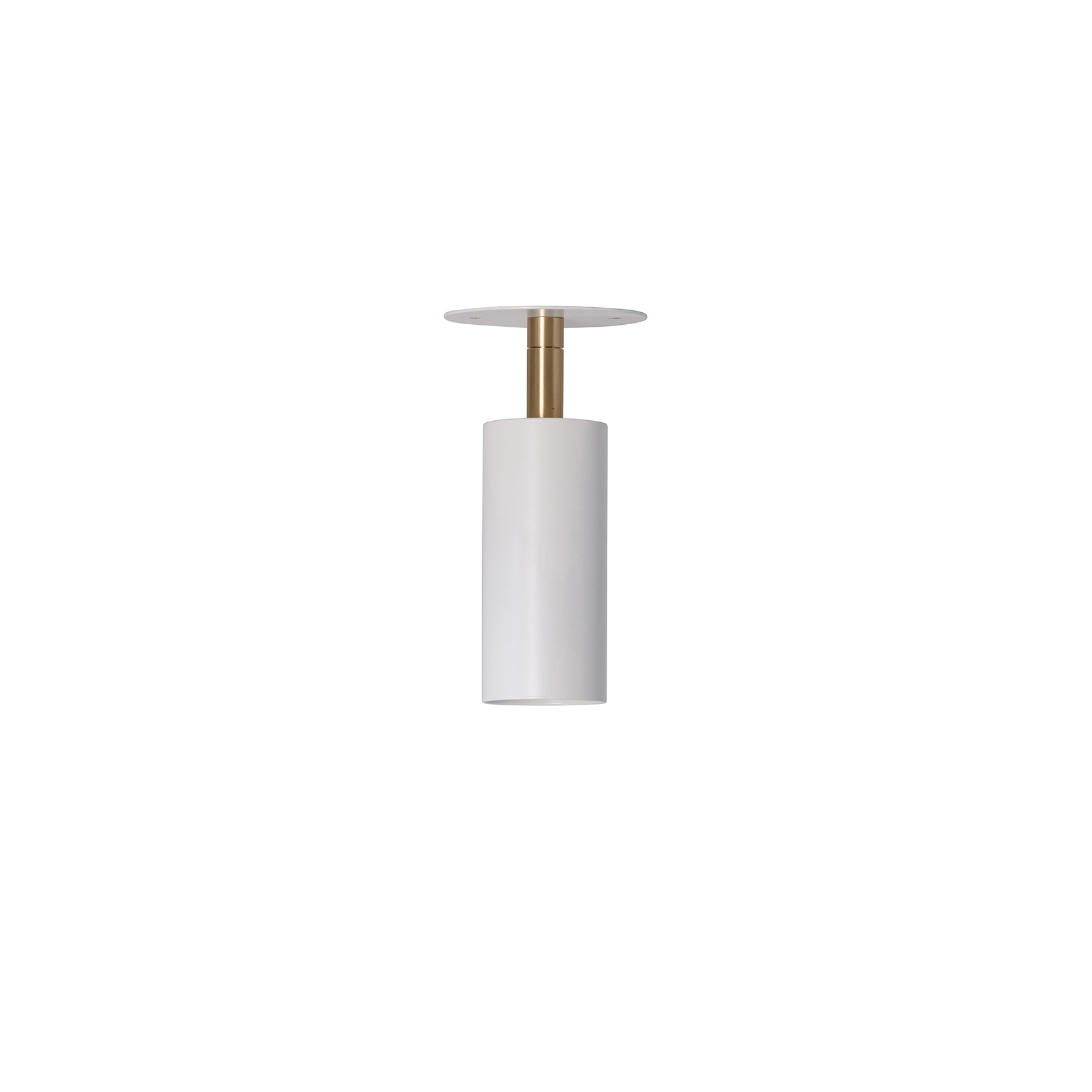 Display product Joey Spot with Plate - Small - White/Brass (Height 165mm) from manufacturer RUBN 