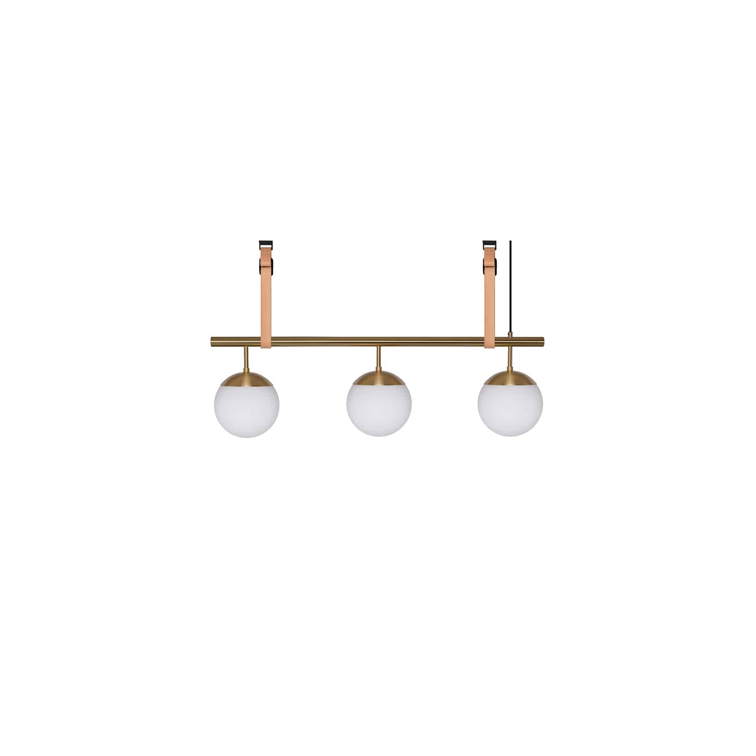 Vertoon produk Long Lord 3 Pendant - Brass/Opal - Nature Leather van vervaardiger RUBN 