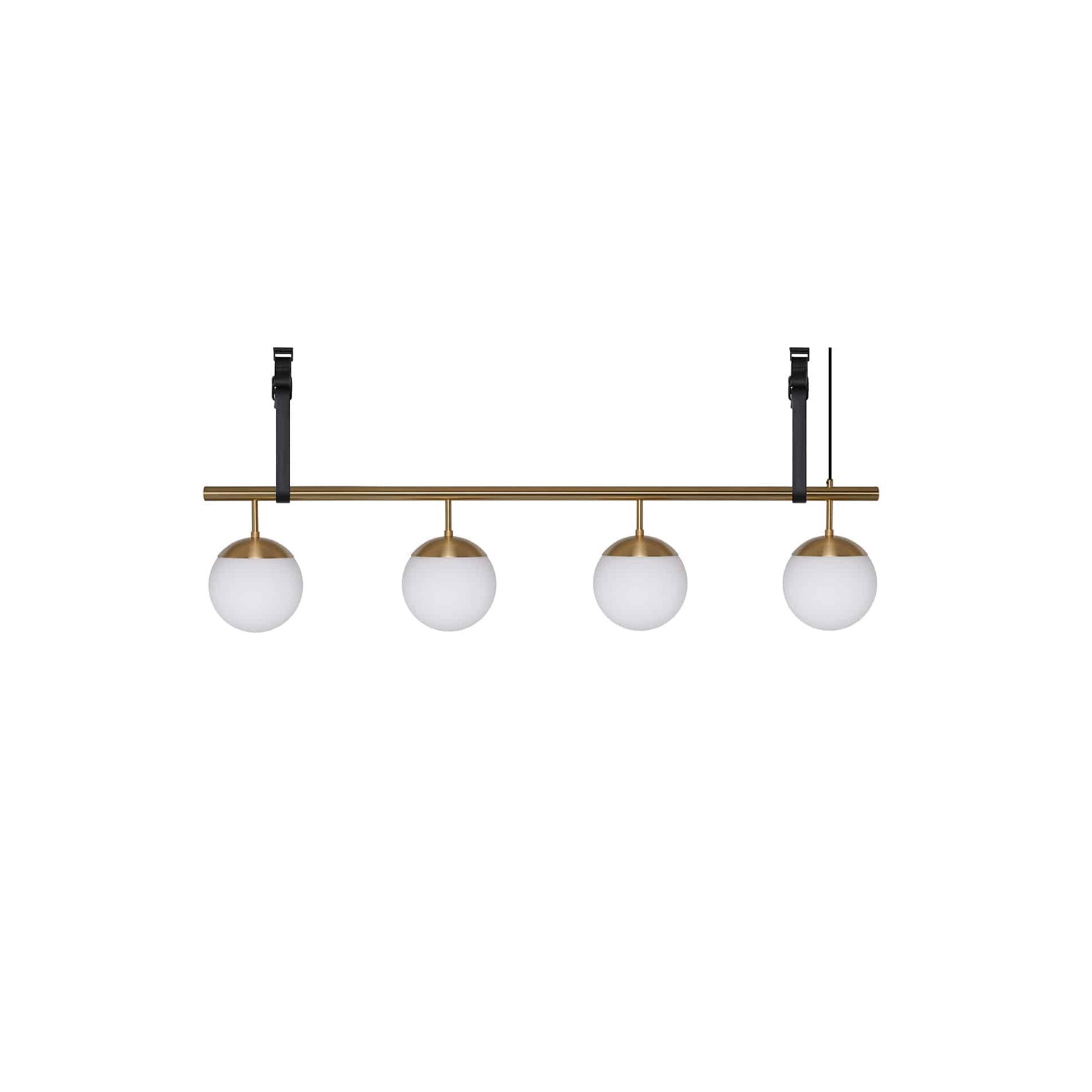 Long Lord 4 Pendant - Brass/Opal - Black Leather