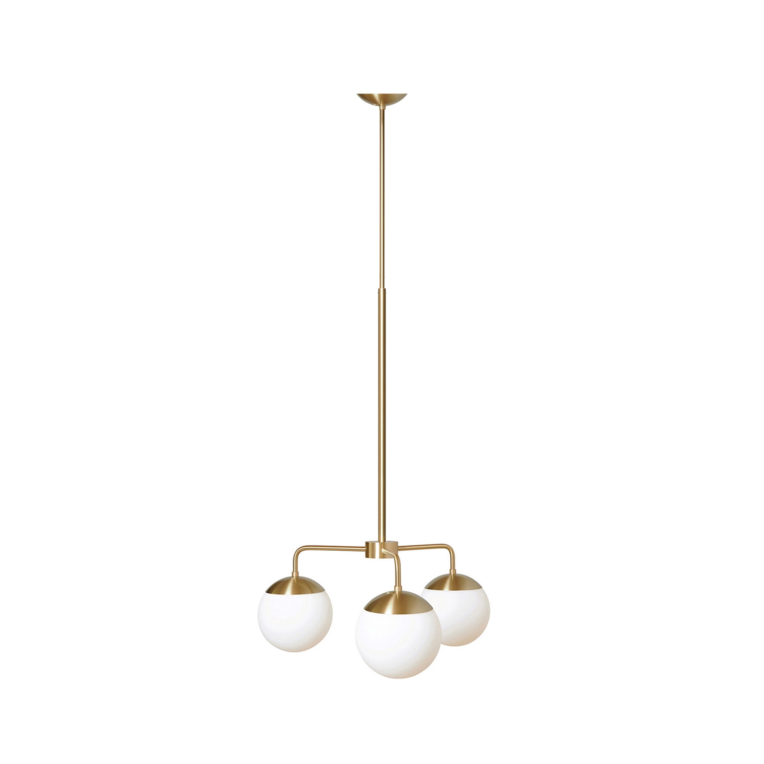 Lord 3 Chandelier - Brass/Opal (Height 950-1525mm)