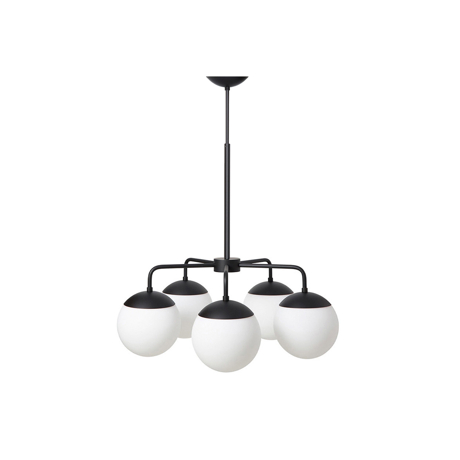 Mostra il prodotto Lord 5 Chandelier - Black/Opal (Height 650-925mm) del produttore RUBN 