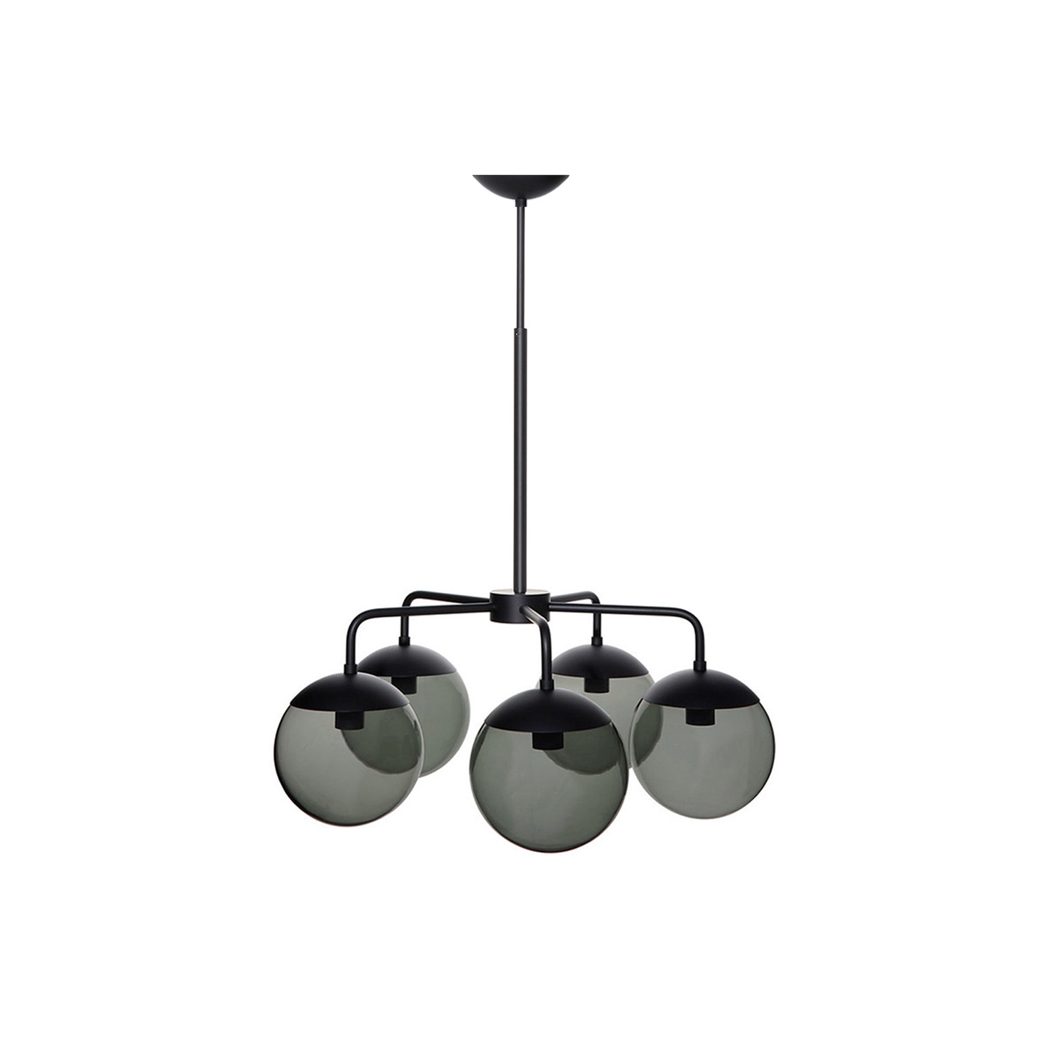 Lord 5 Chandelier - Black/Smoke (Height 650-925mm)