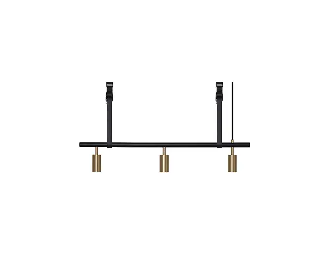 RUBN  - Long John 3 Pendant - Black/Brass - Black Leather
