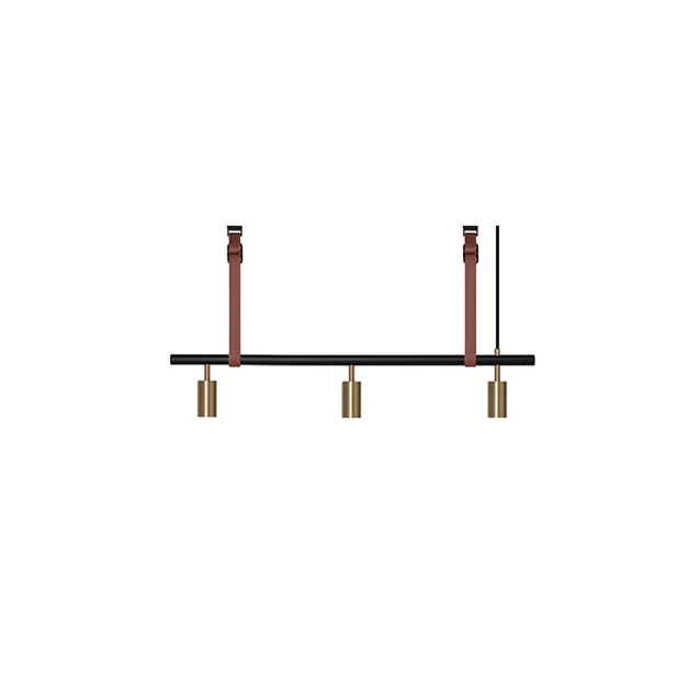 Long John 3 Pendant - Black/Brass - Brown Leather
