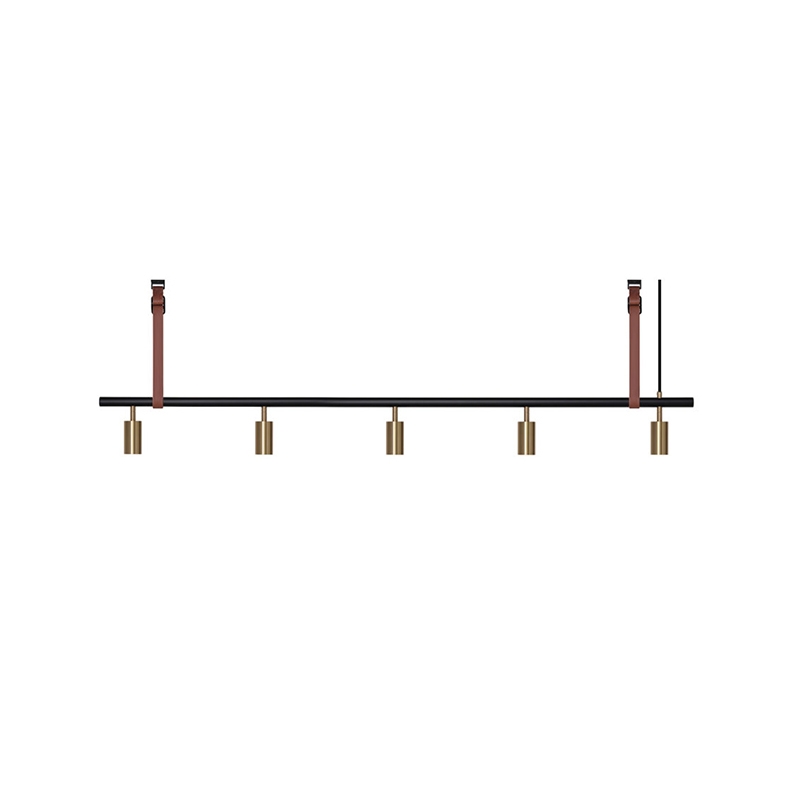 Long John 5 Pendant - Black/Brass - Brown Leather