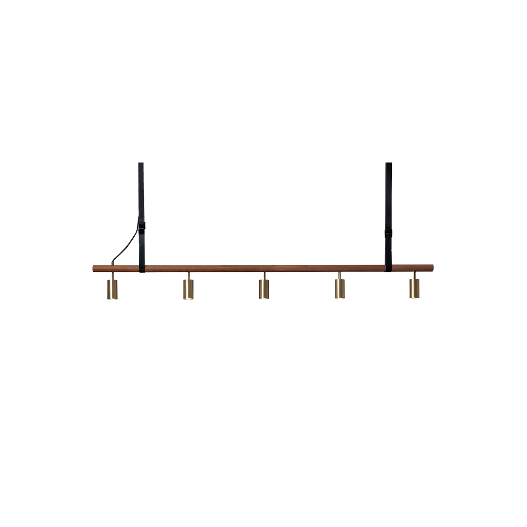 Mostrar el producto Long John 5 Pendant - Walnut/Brass - Black Leather del fabricante RUBN 
