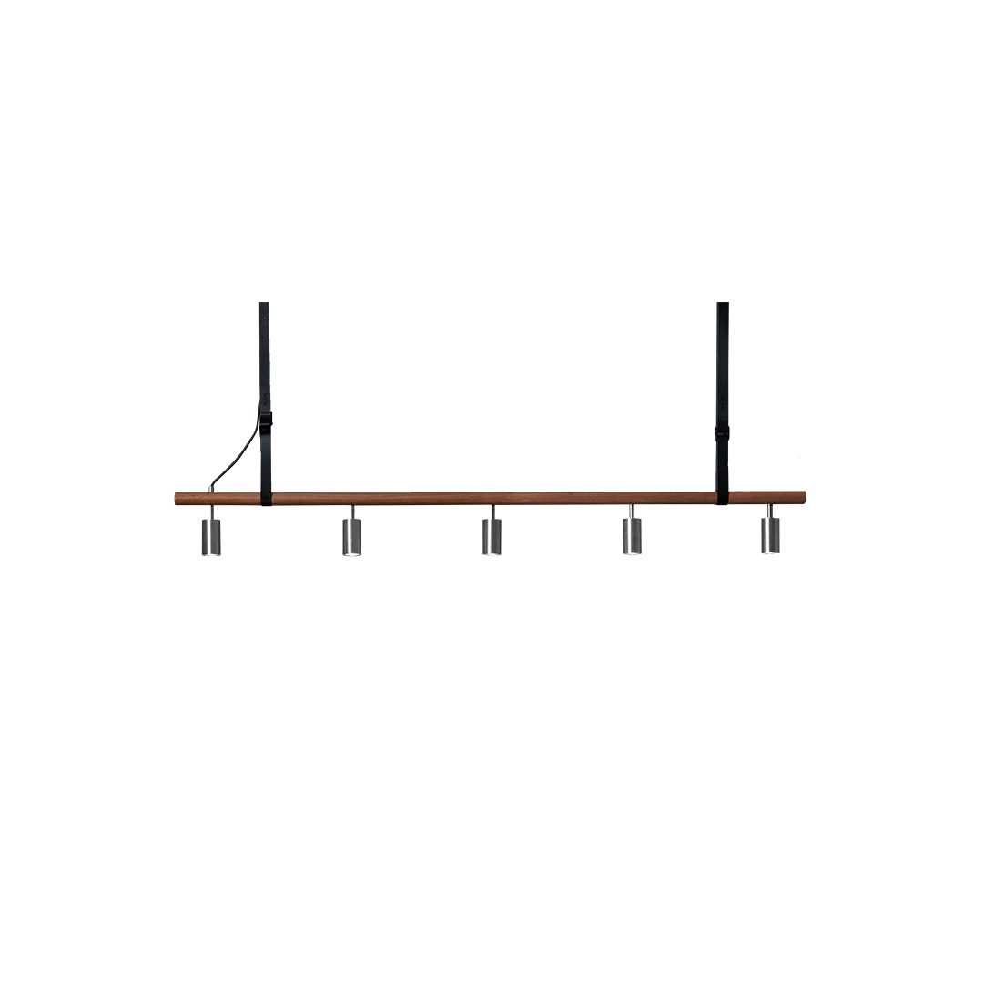Mostrar el producto Long John 5 Pendant - Walnut/Steel - Black Leather del fabricante RUBN 