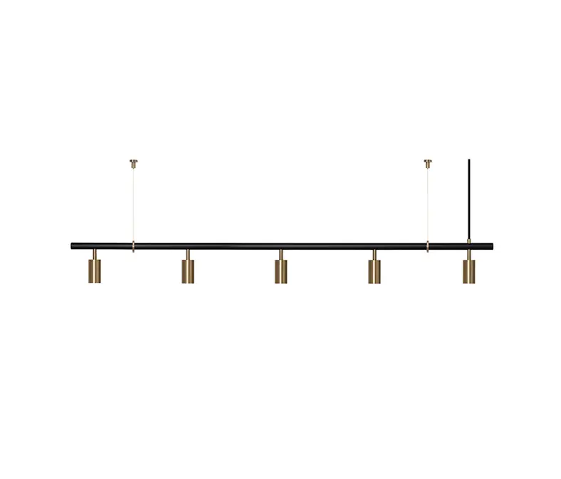RUBN - Long John 5 Pendant with Uplight - Black/Brass