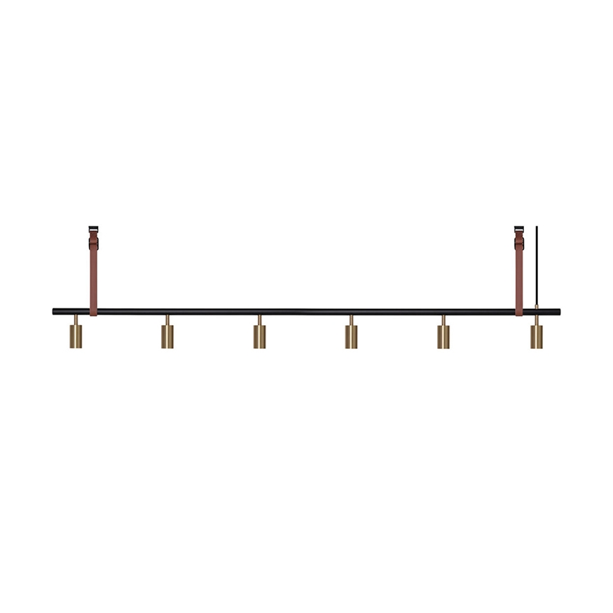 Long John 6 Pendant - Black/Brass - Brown Leather