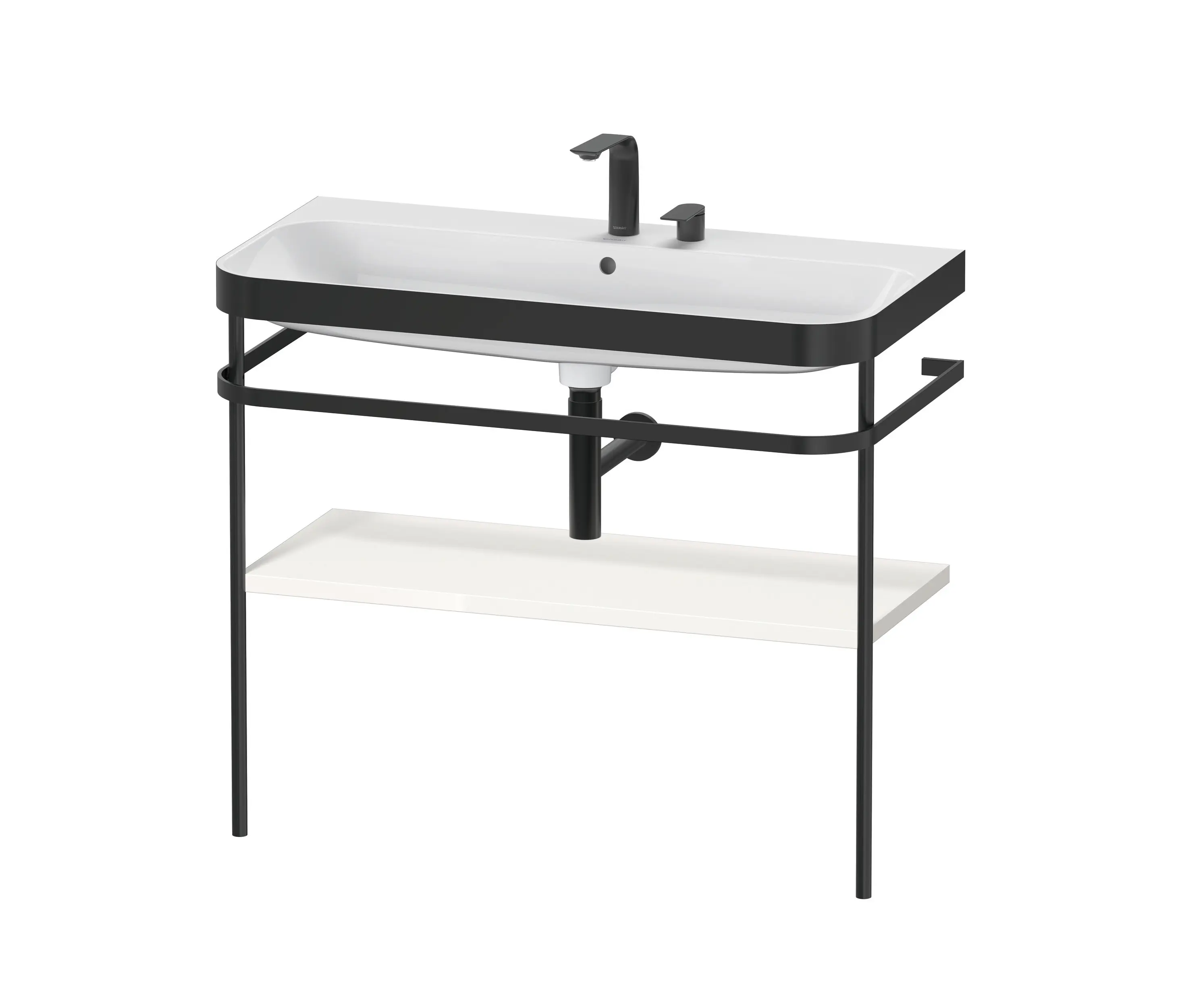 DURAVIT - Happy D.2 Plus - Furniture washbasin with metal console floor-standing