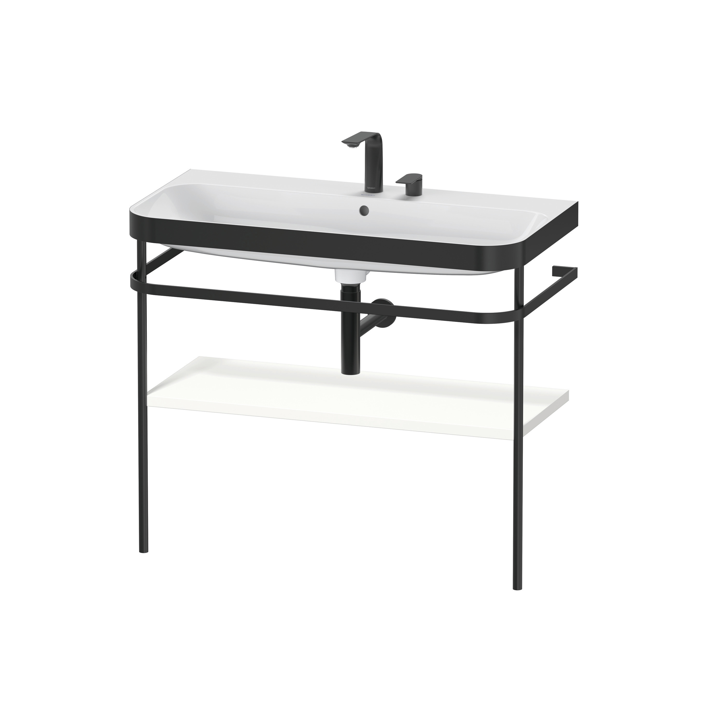 Happy D.2 Plus - Furniture washbasin with metal console floor-standing
