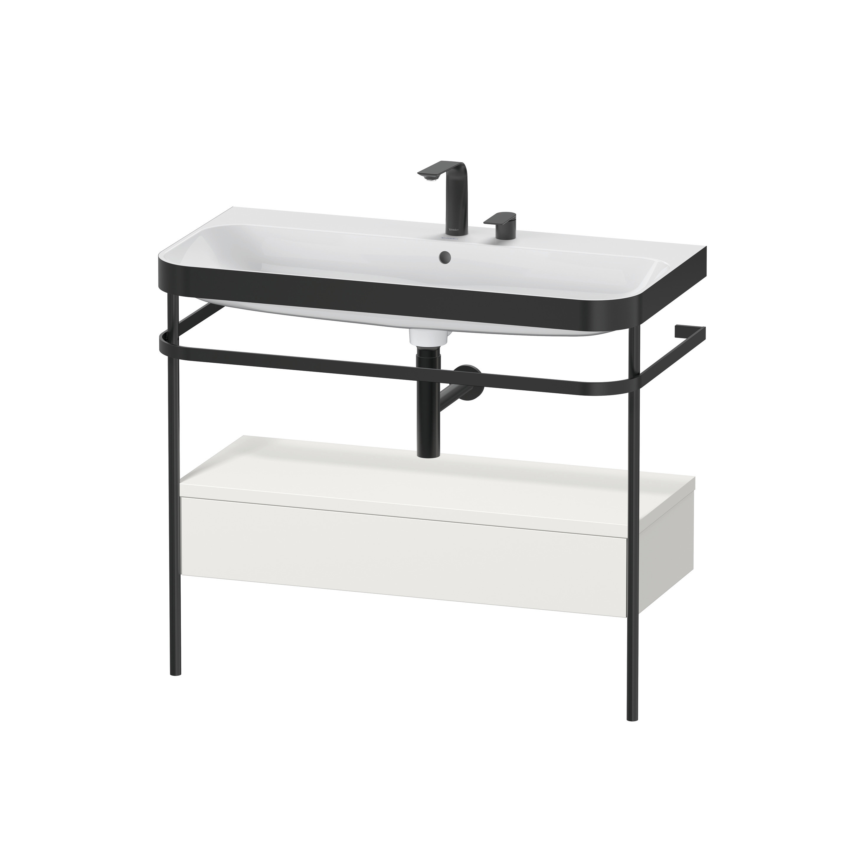 Happy D.2 Plus - Furniture washbasin with metal console floor-standing