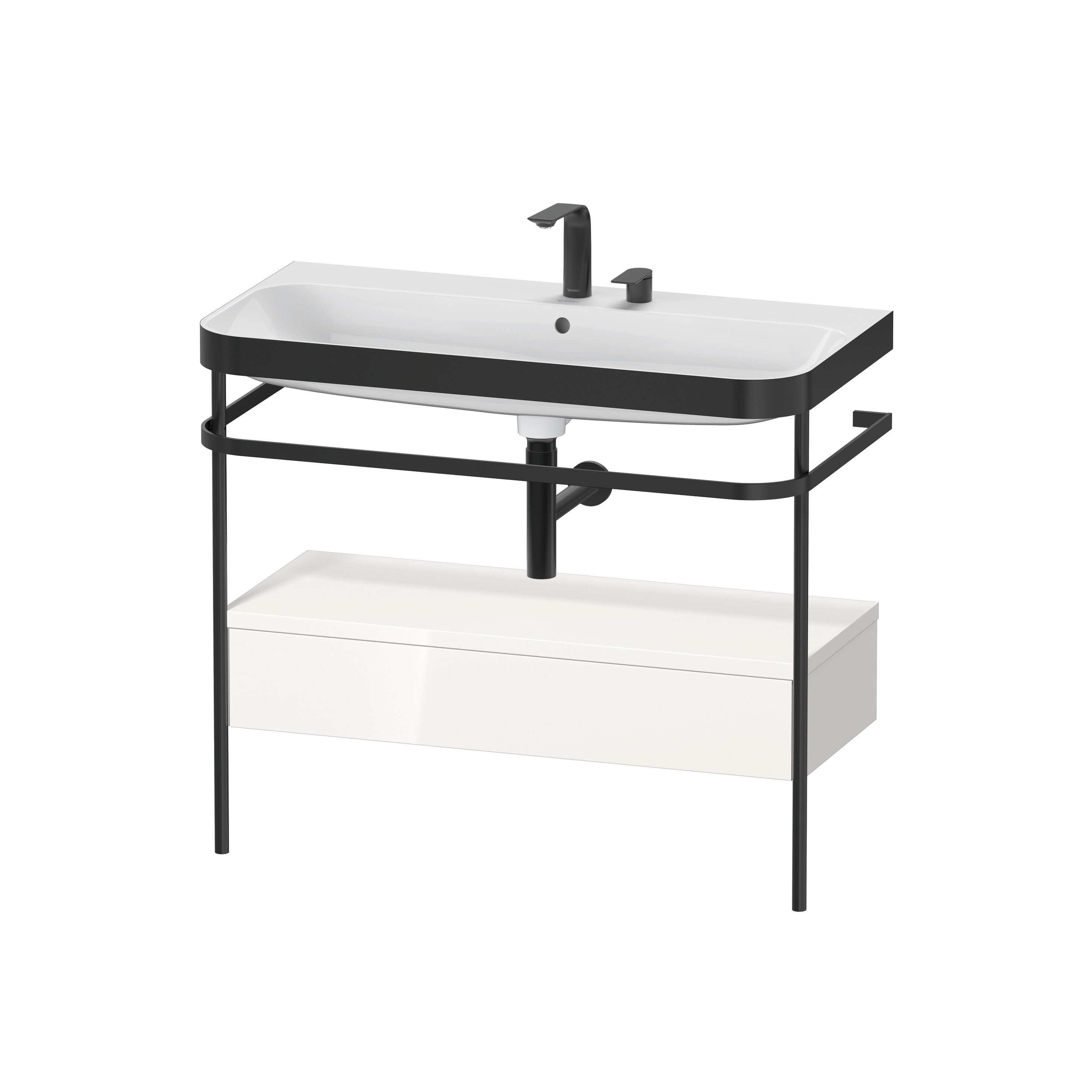Vertoon produk Happy D.2 Plus - Furniture washbasin with metal console floor-standing van vervaardiger DURAVIT