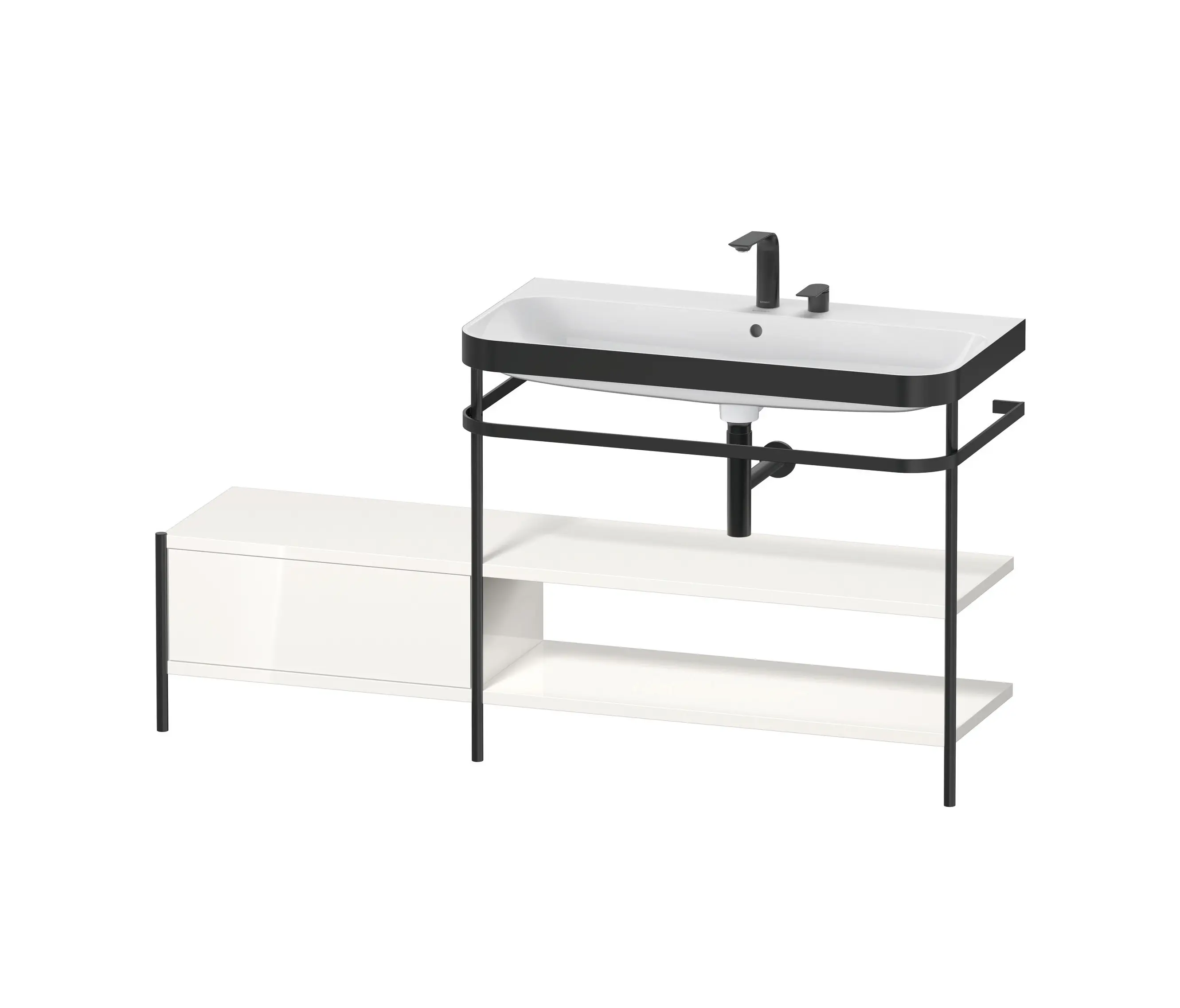 DURAVIT - Happy D.2 Plus - Furniture washbasin with metal console floor-standing