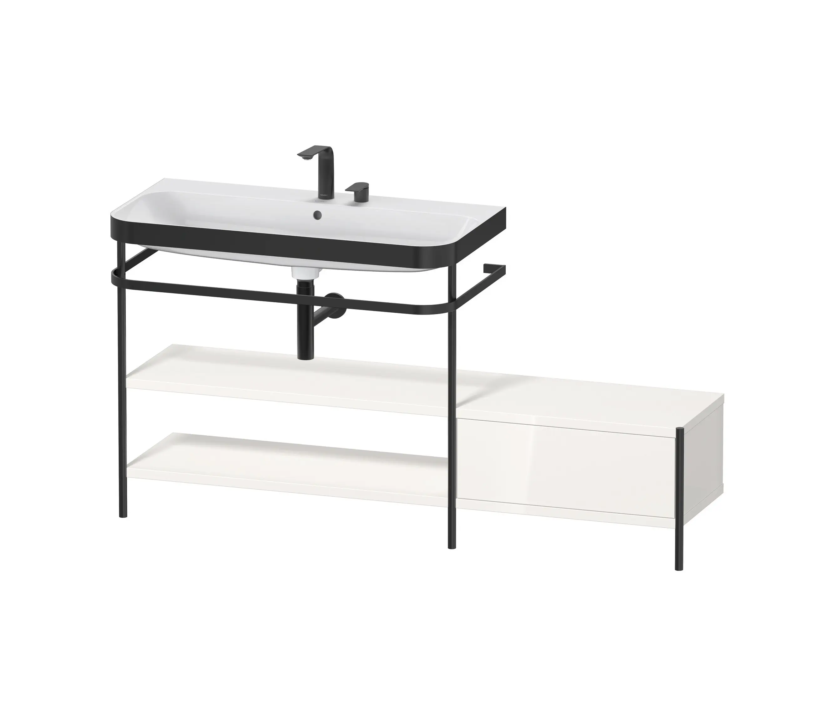 DURAVIT - Happy D.2 Plus - Furniture washbasin with metal console floor-standing