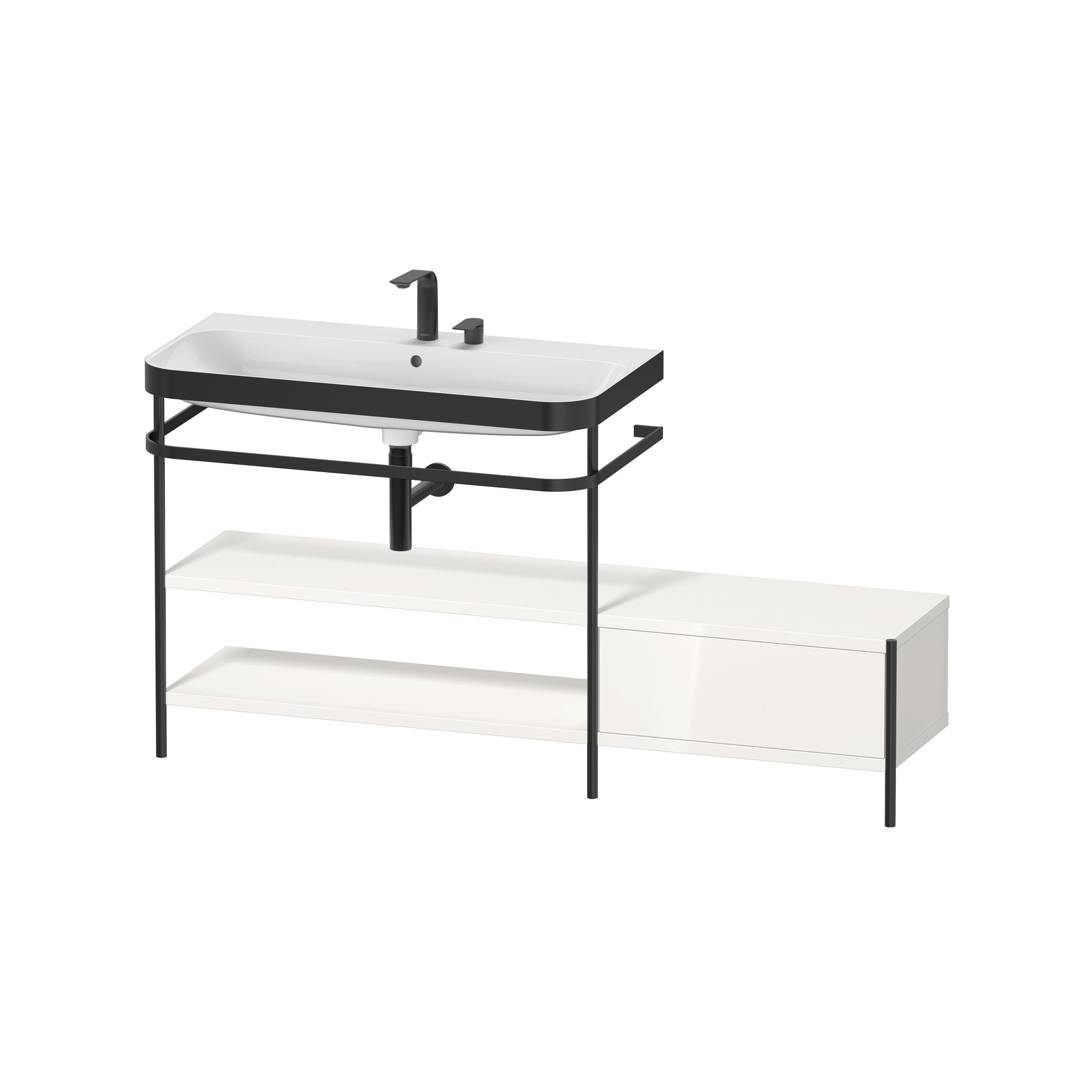 Vertoon produk Happy D.2 Plus - Furniture washbasin with metal console floor-standing van vervaardiger DURAVIT