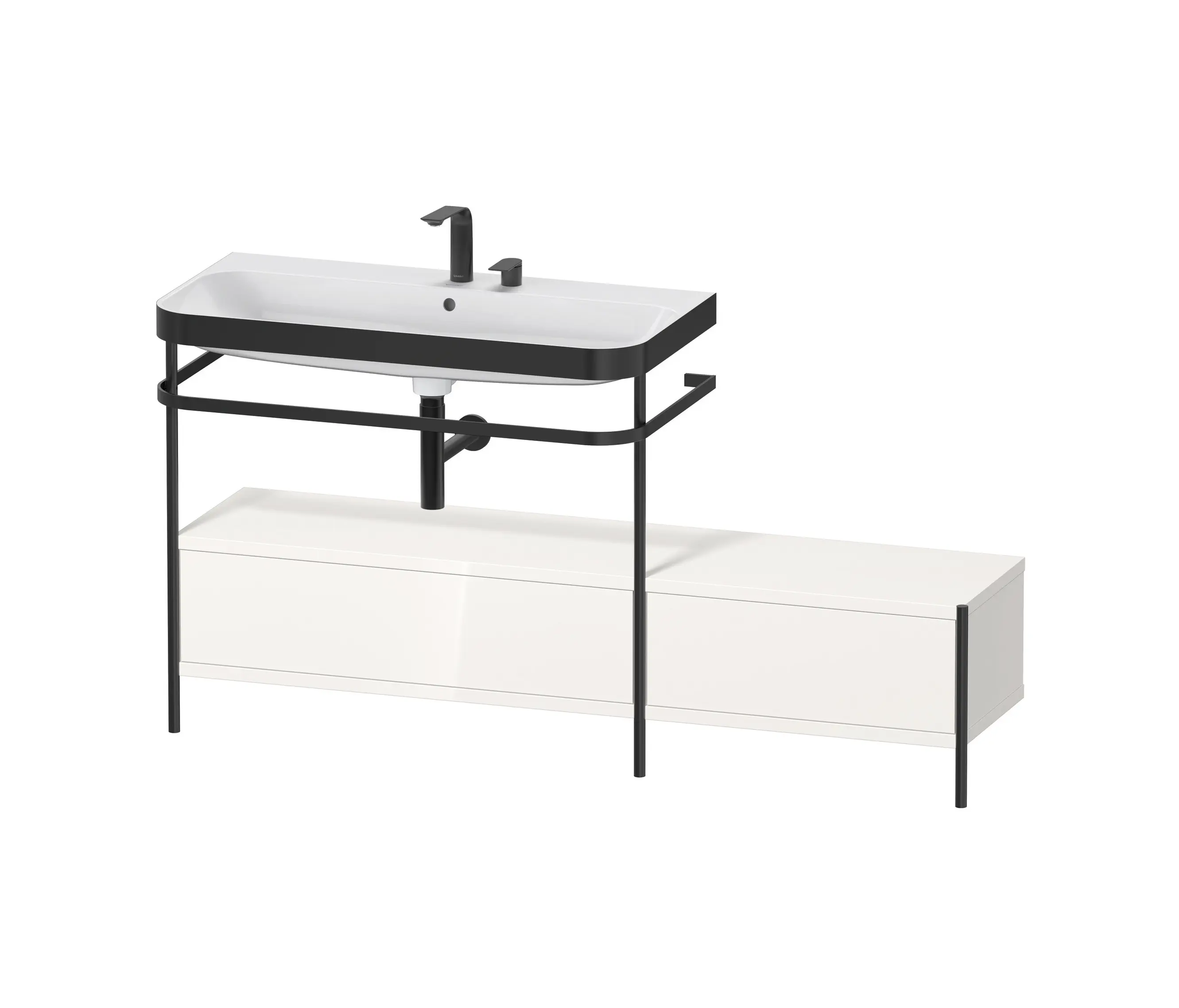 DURAVIT - Happy D.2 Plus - Furniture washbasin with metal console floor-standing