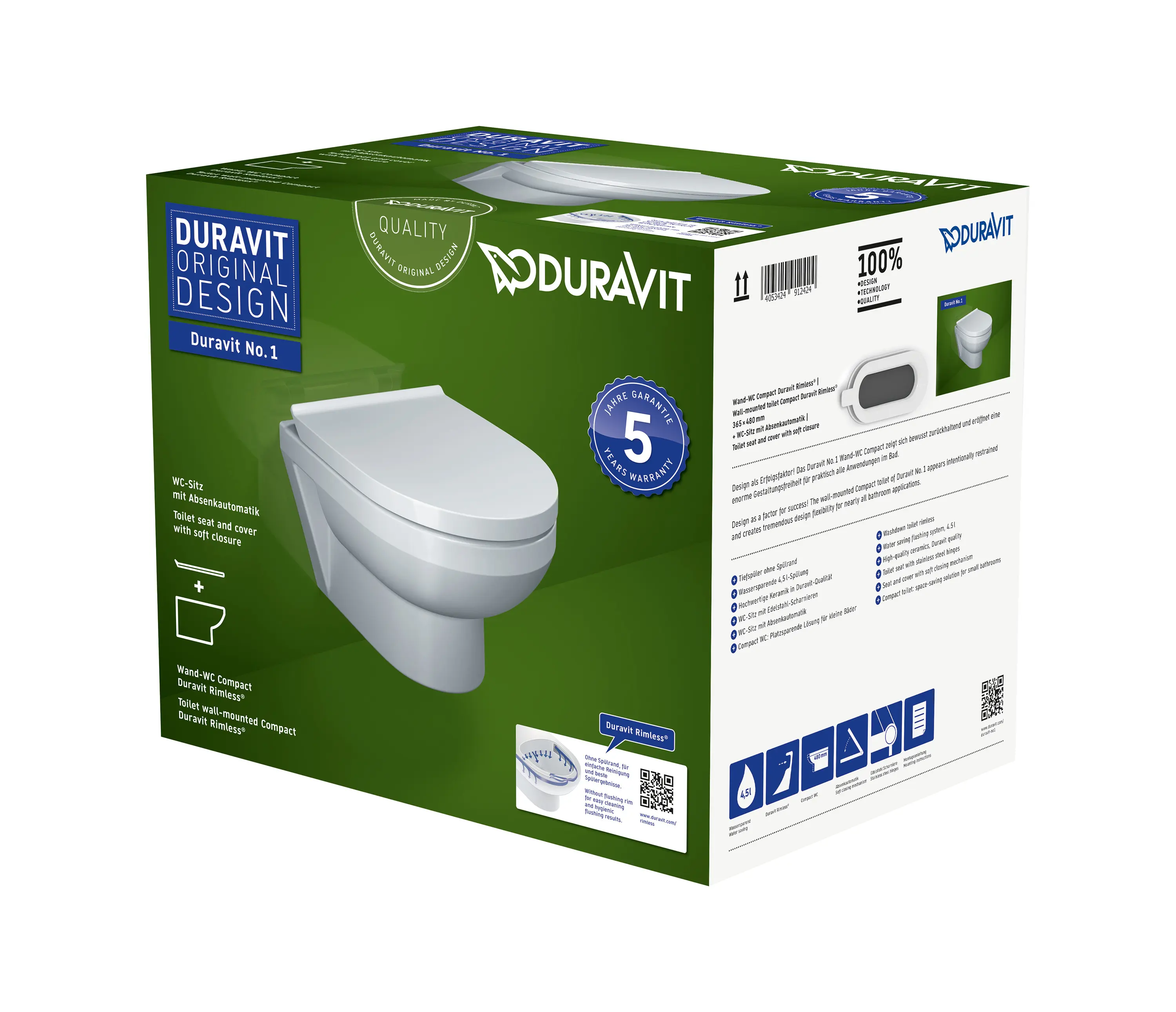 DURAVIT - Duravit No.1 Toilet set wall mounted Duravit Rimless®